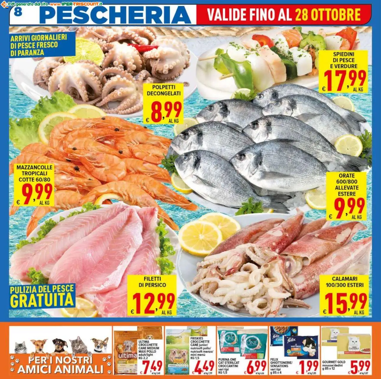 Volantino Ipertriscount del 17.10.2025 | Pagina: 8 | Prodotti: Pollo, Verdure, Calamari, Crocchette cane
