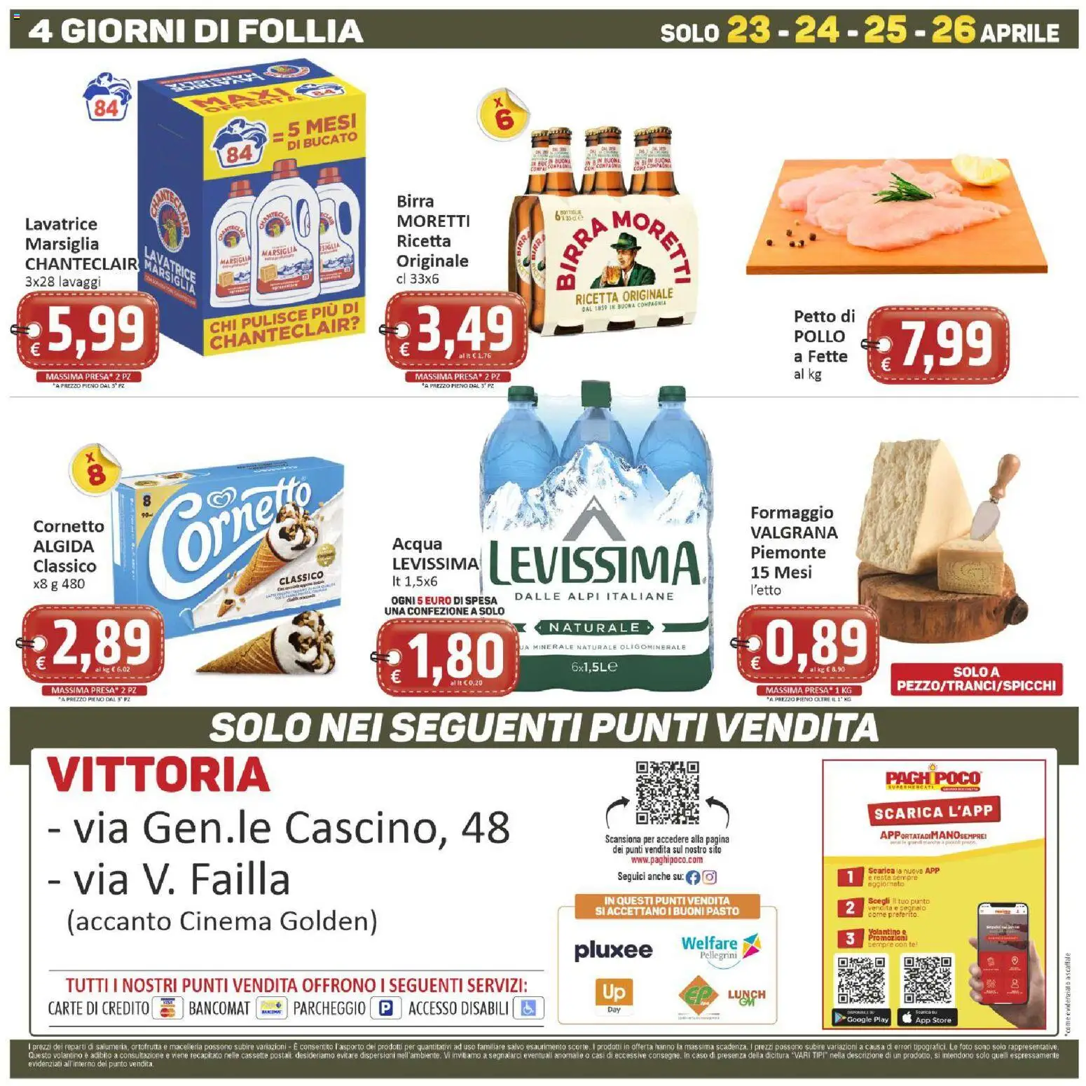 Volantino Paghi Poco del 16.04.2026 | Pagina: 20 | Prodotti: Pollo, Acqua, Lavatrice, Scaffale