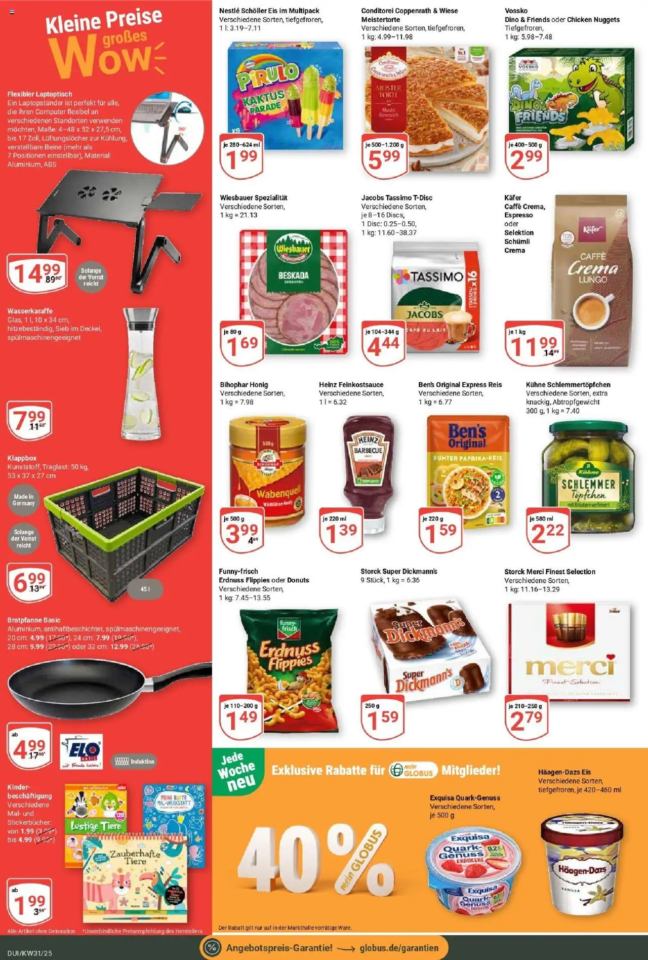 Globus prospekt Duisburg	 - gültig ab dem 28.07.2025 | Seite: 2 | Produkte: Merci, Reis, Tassimo, Eis