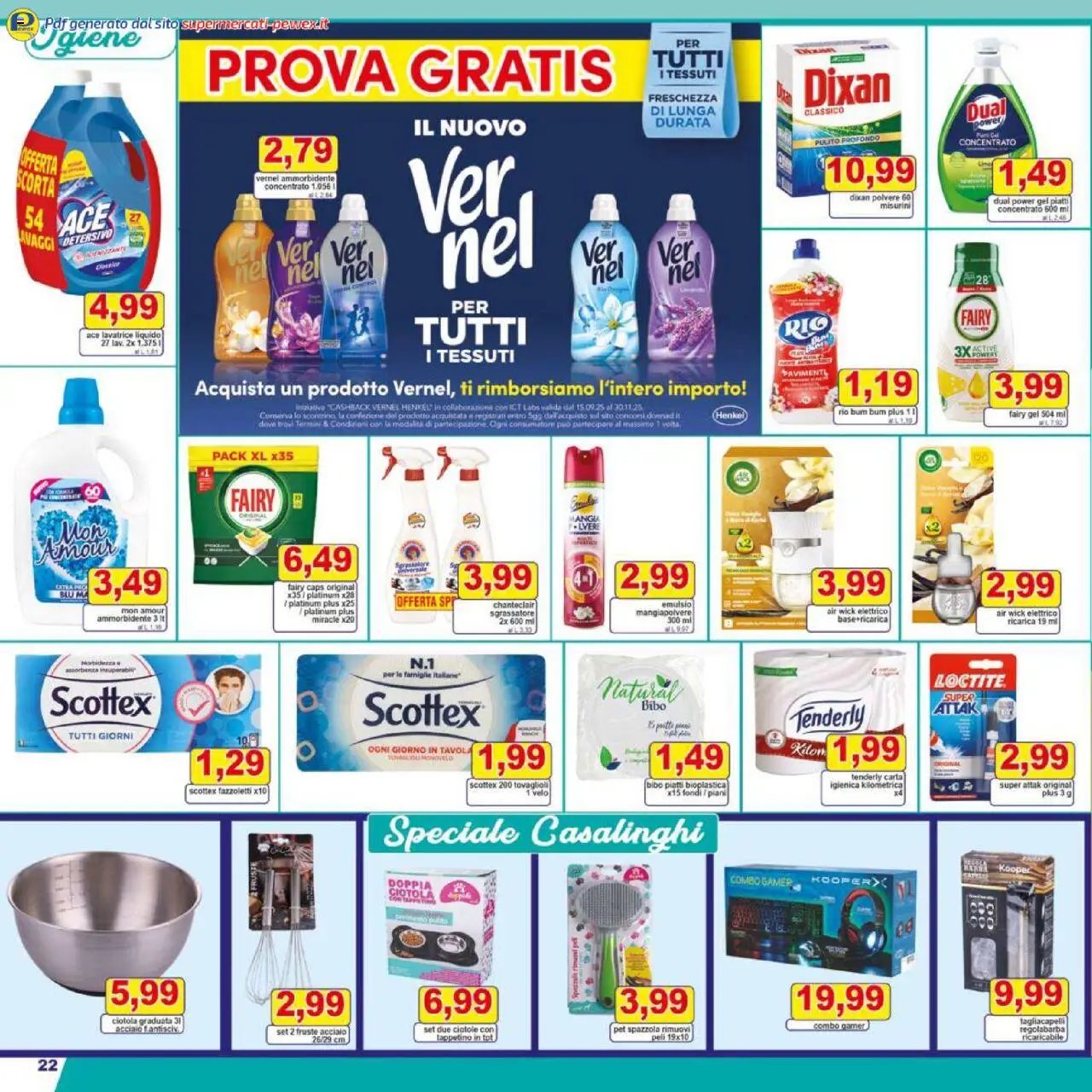 Volantino Pewex del 08.10.2025 | Pagina: 22 | Prodotti: Spazzola, Carta igienica, Ammorbidente, Sgrassatore
