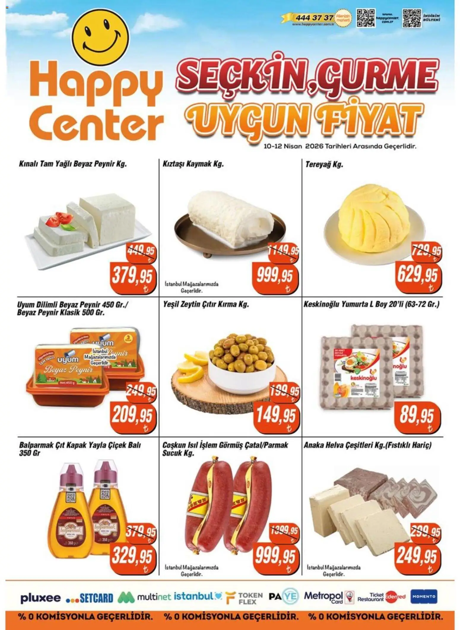 Happy Center İndirim - 10.04.2026 tarihinden itibaren geçerlidir | Sayfa: 1 | Ürünler: Peynir, Yumurta, Zeytin, Sucuk
