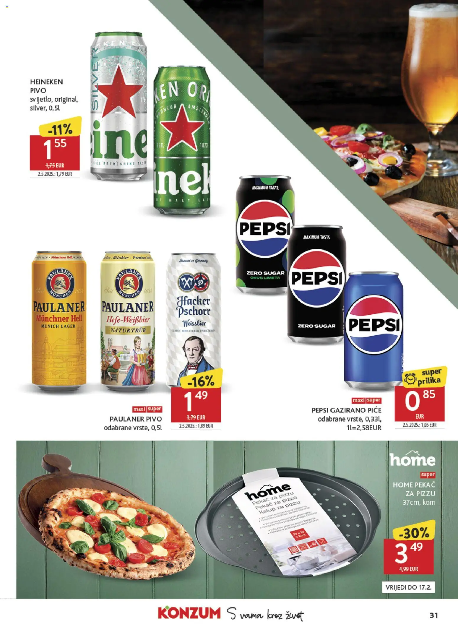 Konzum HR akciós ujság - amely érvényes a következő dátumtól: 04.02.2026 | Oldal: 31 | Termékek: Pepsi, Heineken