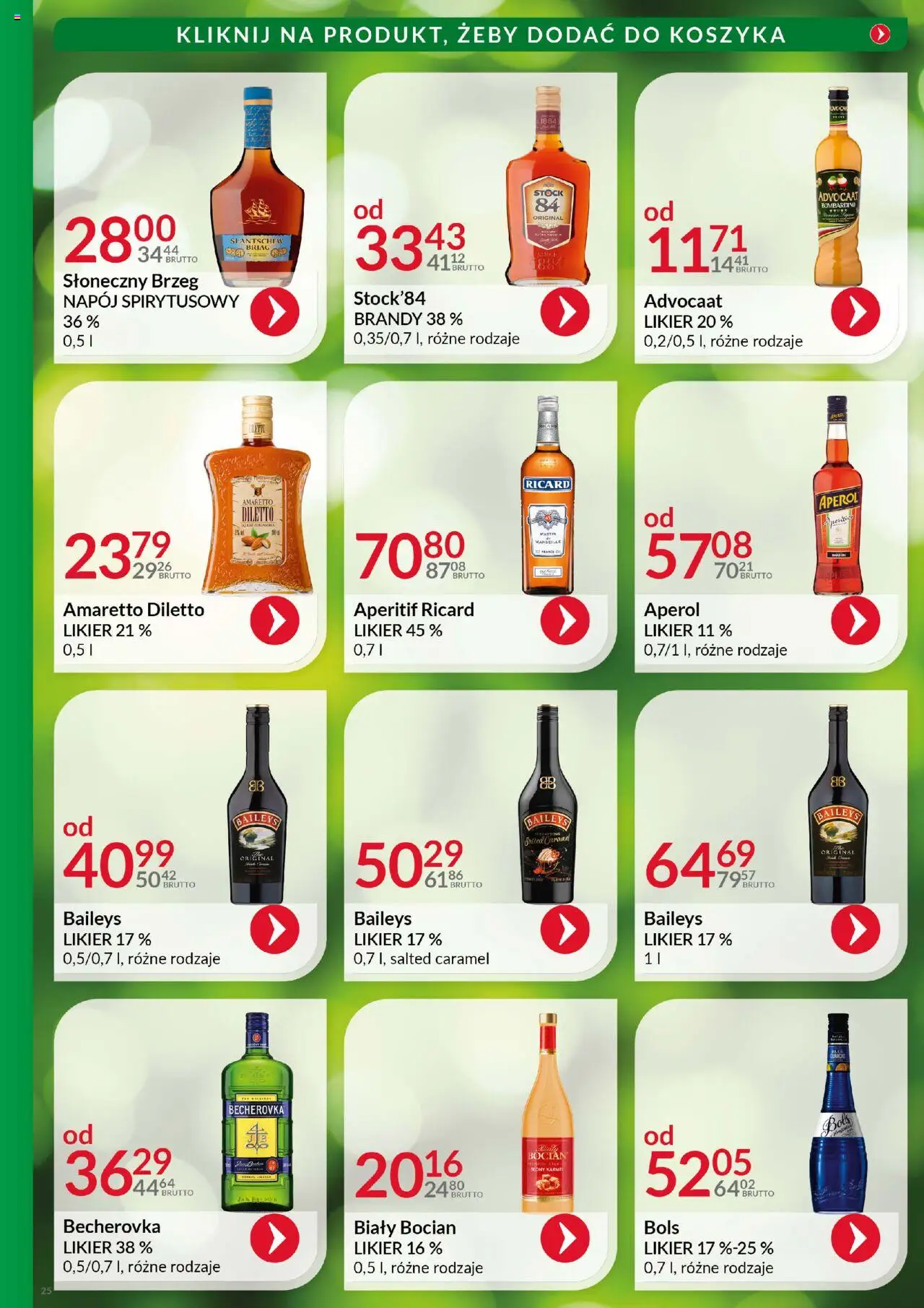 Eurocash Gazetka - Katalog Alkoholowy od 01.08.2025 | Strona: 25 | Produkty: Baileys, Becherovka, Amaretto, Aperol