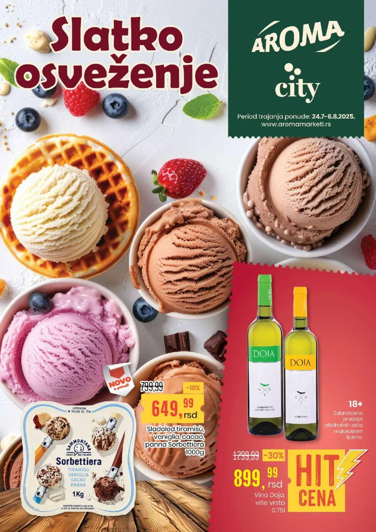 Aroma Market katalog - važi od 24.07.2025 | Strana: 1 | Proizvode: Chardonnay, Sladoled, Pinot grigio, Pica