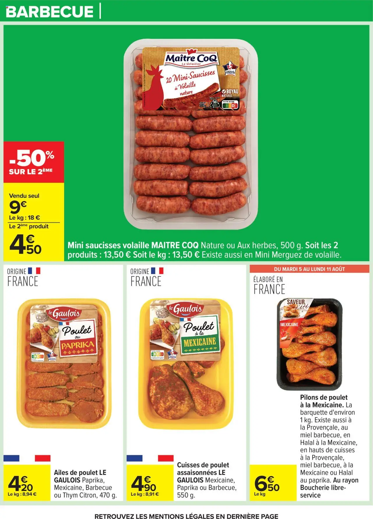  | Page: 11 | Produits: Paprika, Cuisses de poulet, Barbecue, Volaille