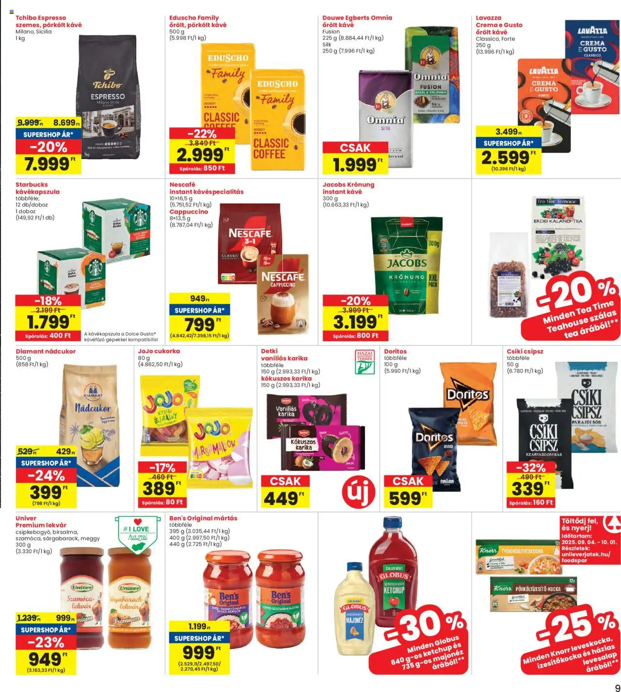 Interspar akciós ujság - amely érvényes a következő dátumtól: 11.09.2025 | Oldal: 9 | Termékek: Kávéfőző, Meggy, Lekvár, Tea