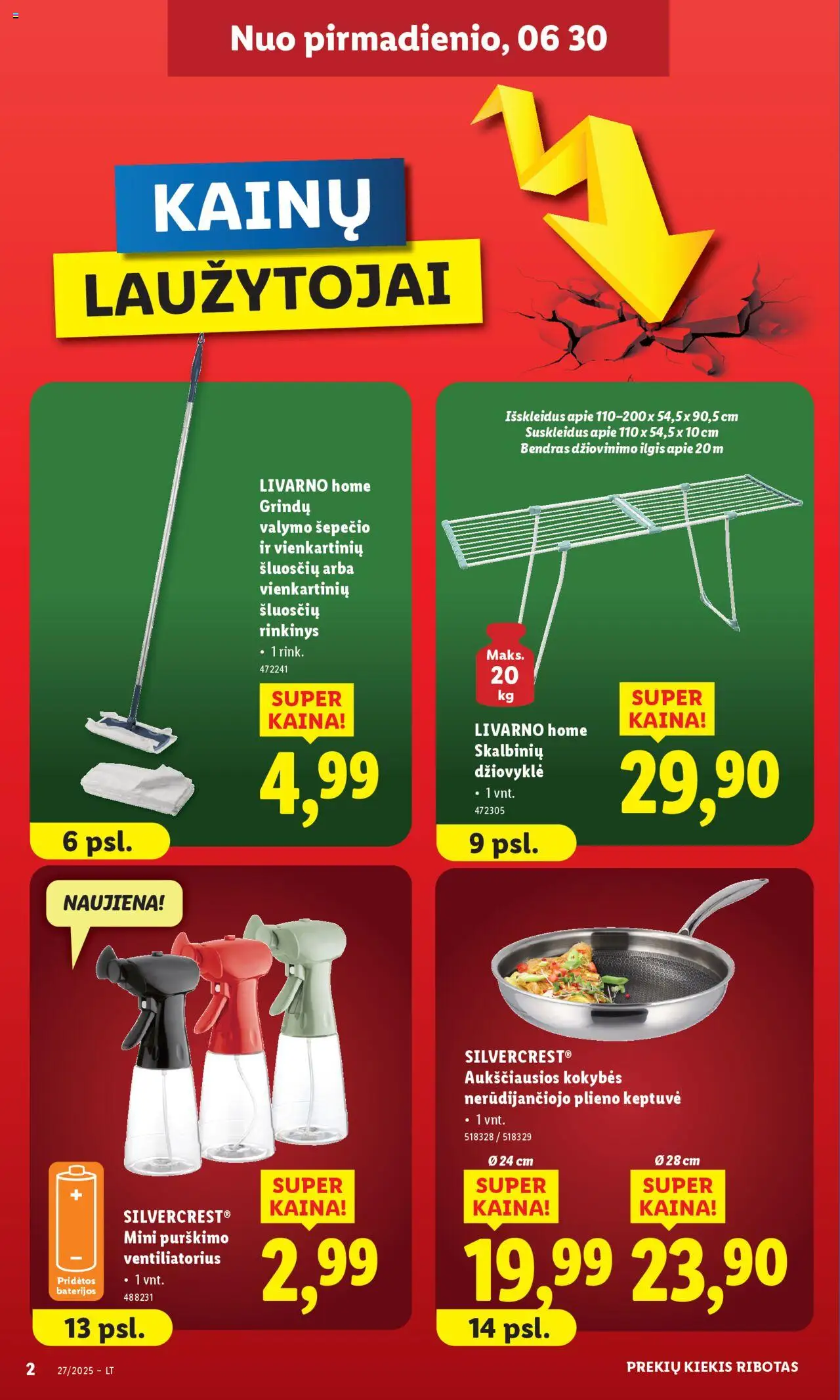 LIDL leidinys - Ne maisto prekių pasiūlymai│galioja nuo 30.06.2025 | Puslapis: 2 | Prekių: Ventiliatorius, Keptuvė, Bendras, Džiovyklė