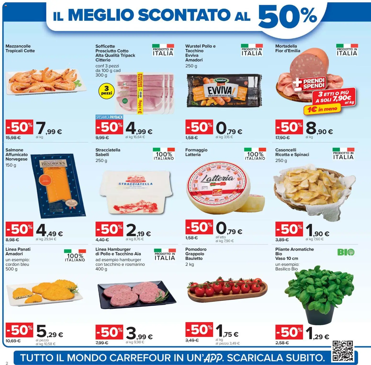Volantino Carrefour del 07.04.2026 | Pagina: 2 | Prodotti: Basilico, Mortadella, Stracciatella, Vaso