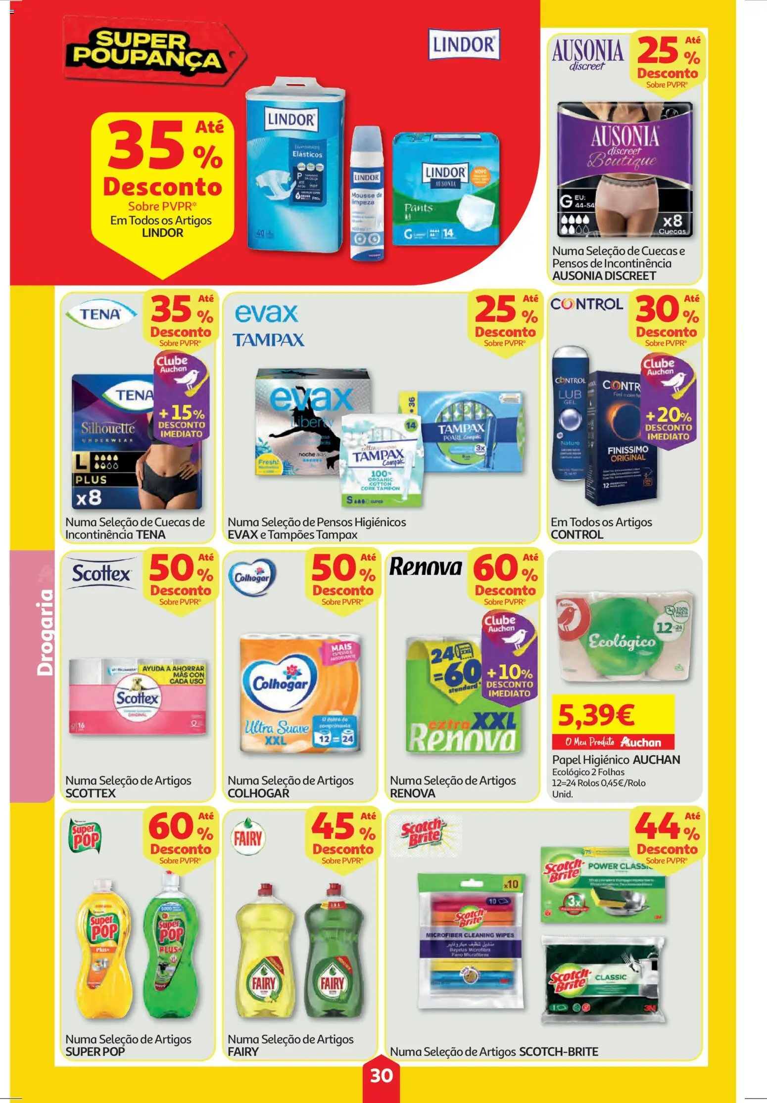 Auchan folheto │ válido de 11.12.2025 | Página: 30 | Produtos: Papel higiénico, Pensos higiénicos, Cuecas