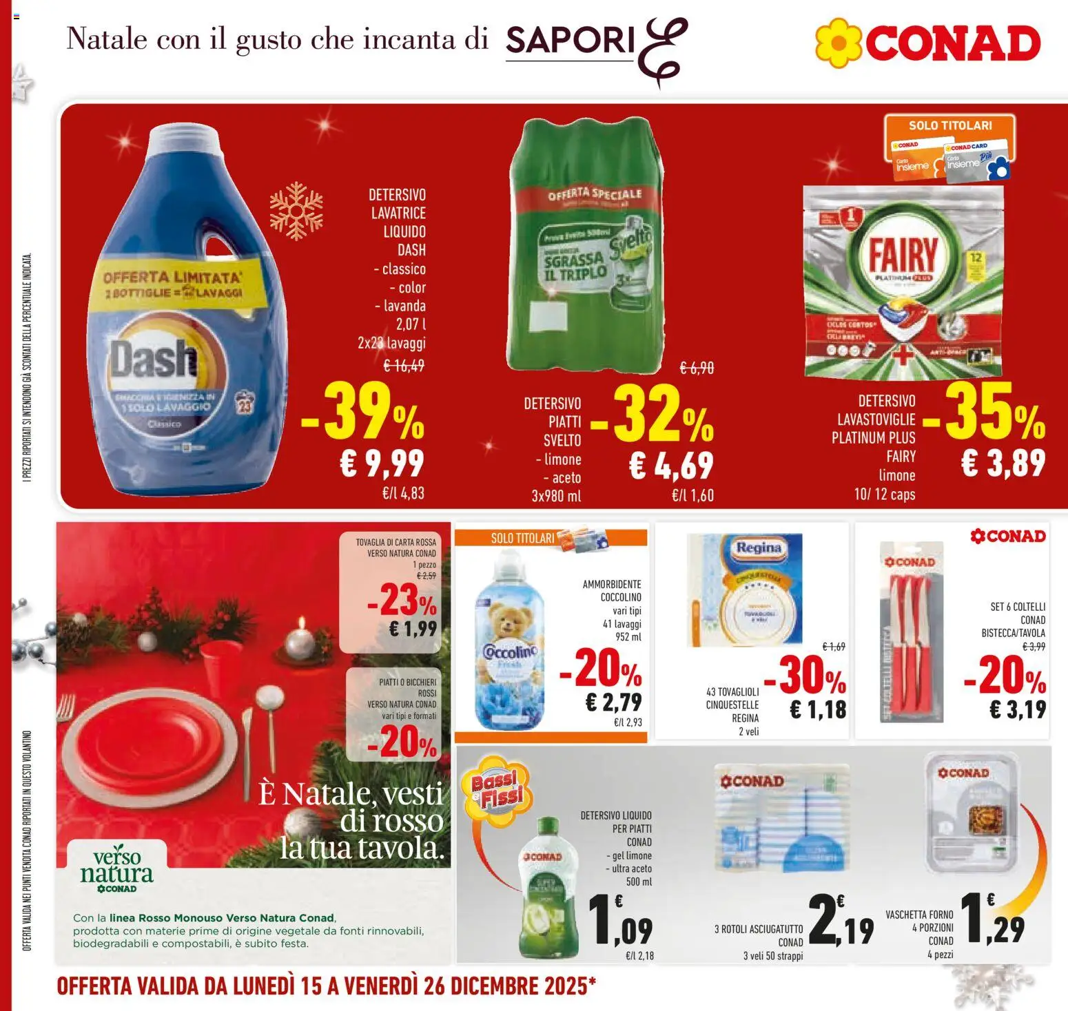 Volantino Conad del 15.12.2025 | Pagina: 42 | Prodotti: Ammorbidente, Aceto, Forno, Asciugatutto
