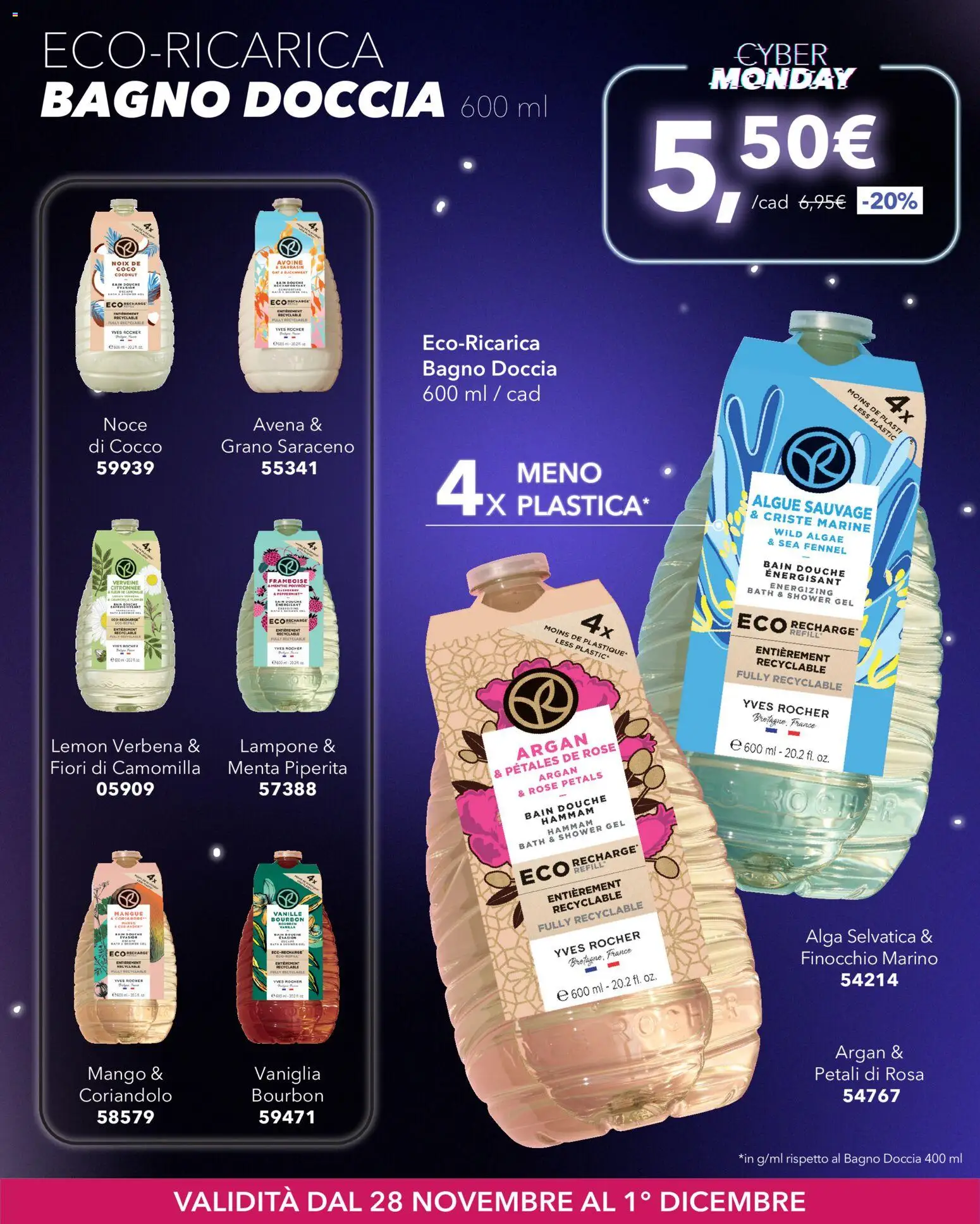 Volantino Yves Rocher del 28.11.2025 | Pagina: 2 | Prodotti: Bourbon, Mango, Menta, Bagno