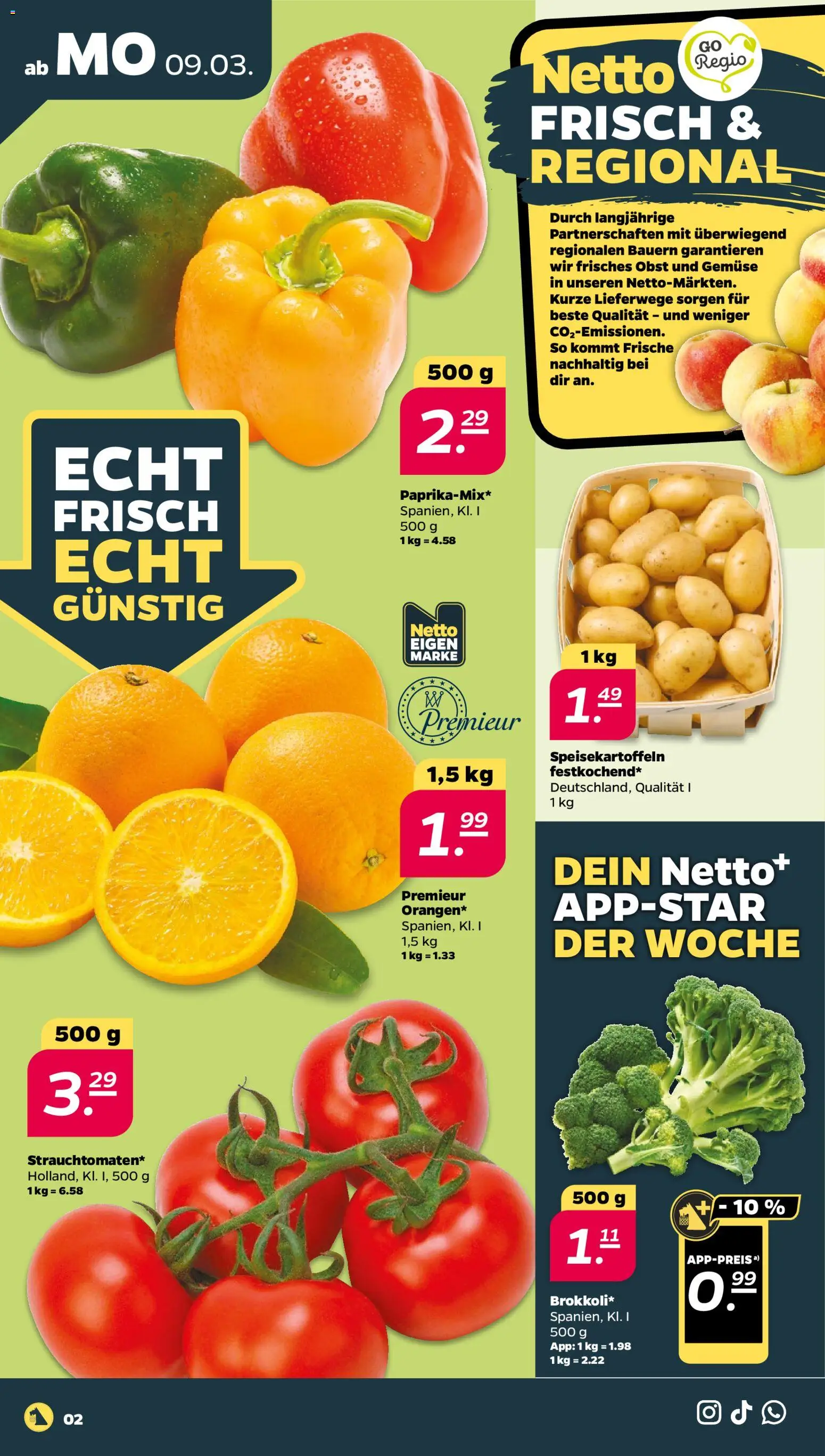Netto Prospekt 	 – gültig ab 09.03.2026 | Seite: 2 | Produkte: Gemüse, Obst