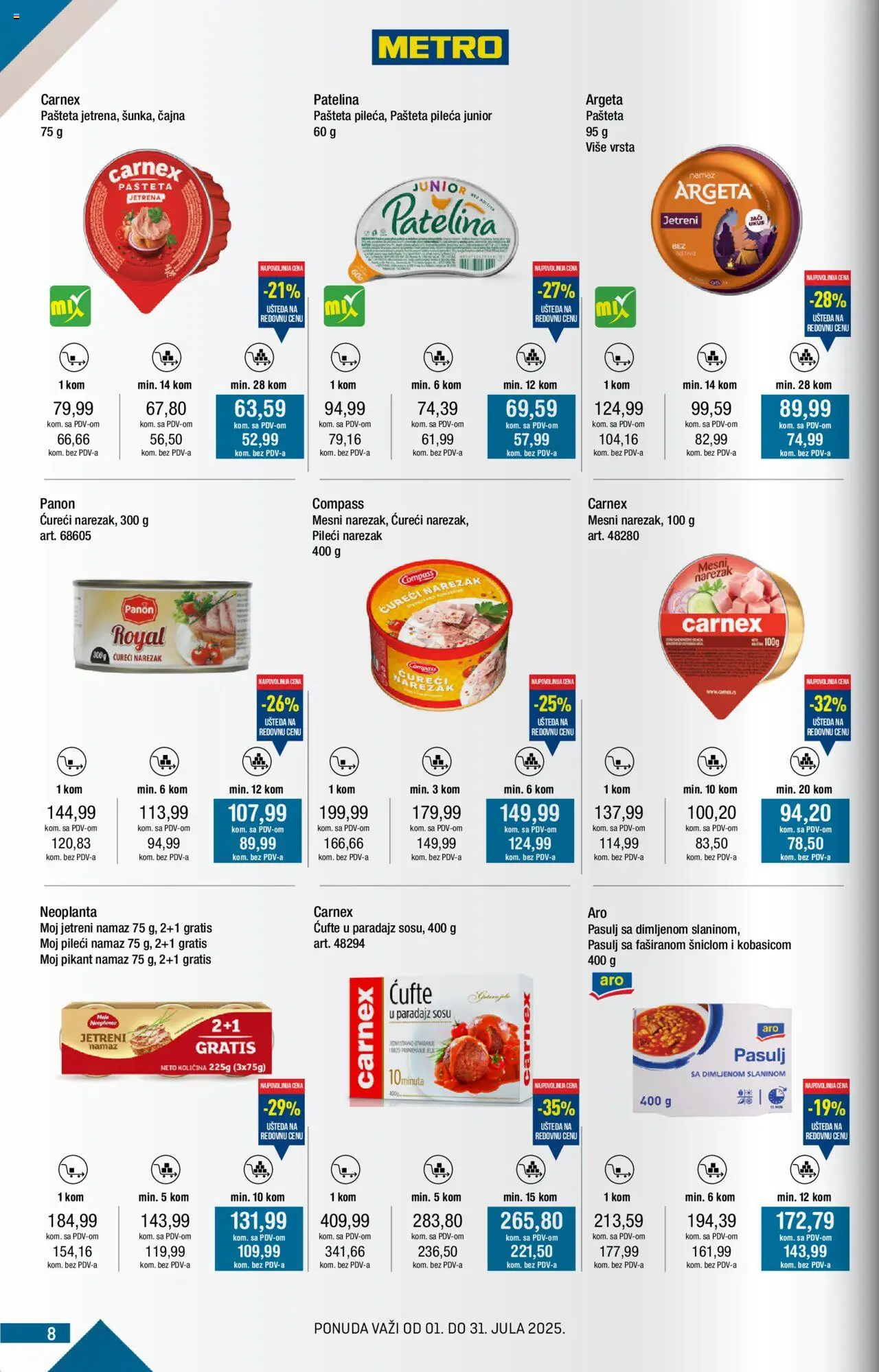 Metro katalog - važi od 01.07.2025 | Strana: 8 | Proizvode: Pasulj, Narezak, Paradajz, Pašteta