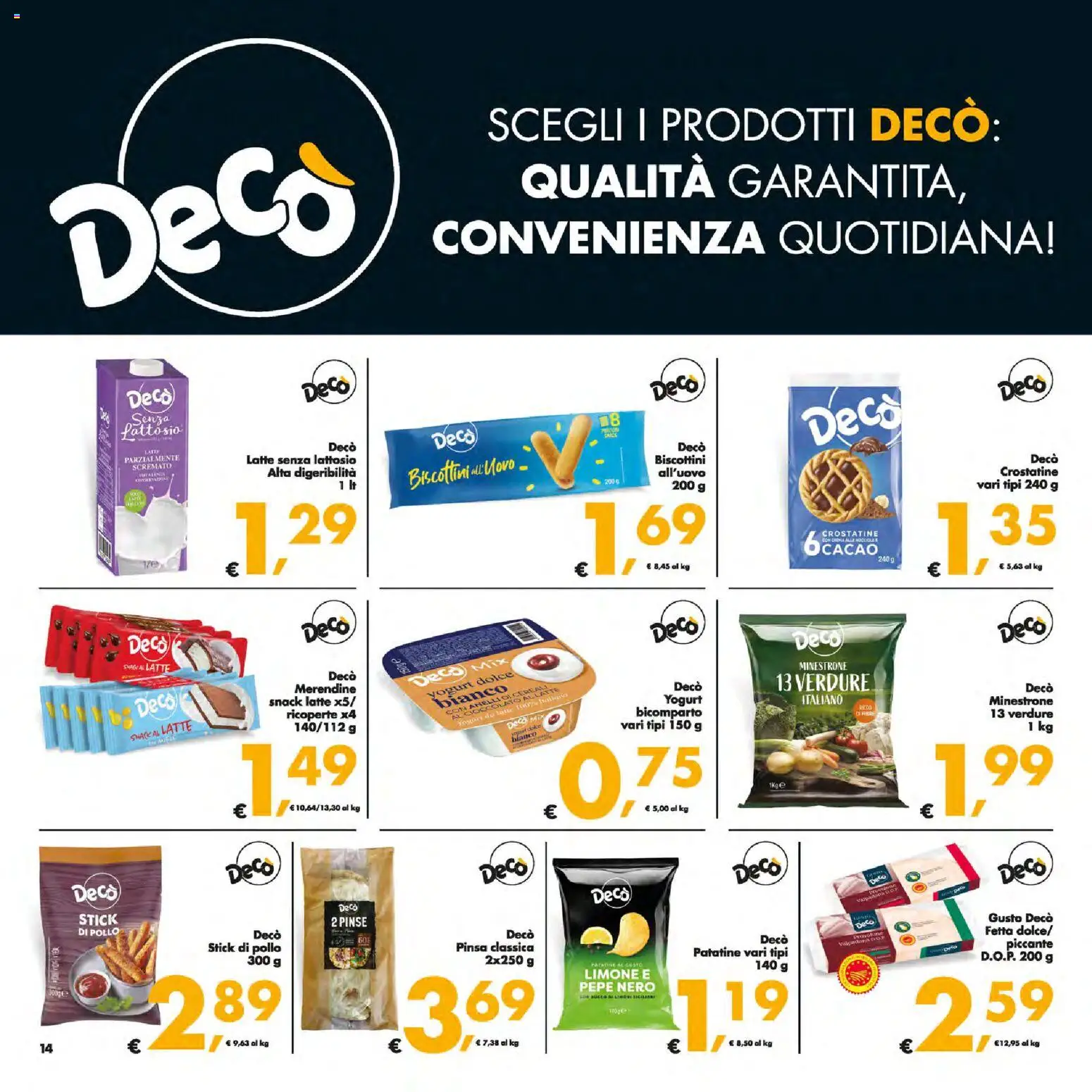 Volantino Decò del 13.01.2026 | Pagina: 14 | Prodotti: Cereali, Limone, Latte senza lattosio, Merendine