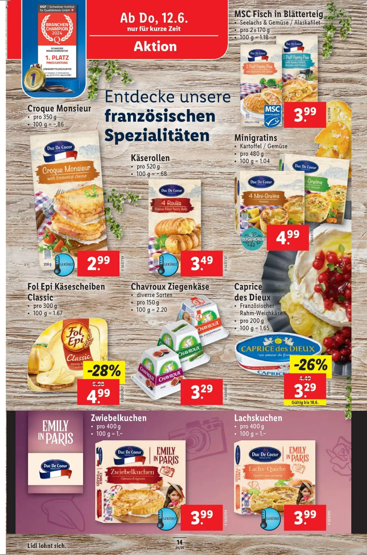 Lidl Aktionen ab 12.06.2025 | Seite: 14 | Produkte: Ziegenkäse, Fisch, Gemüse