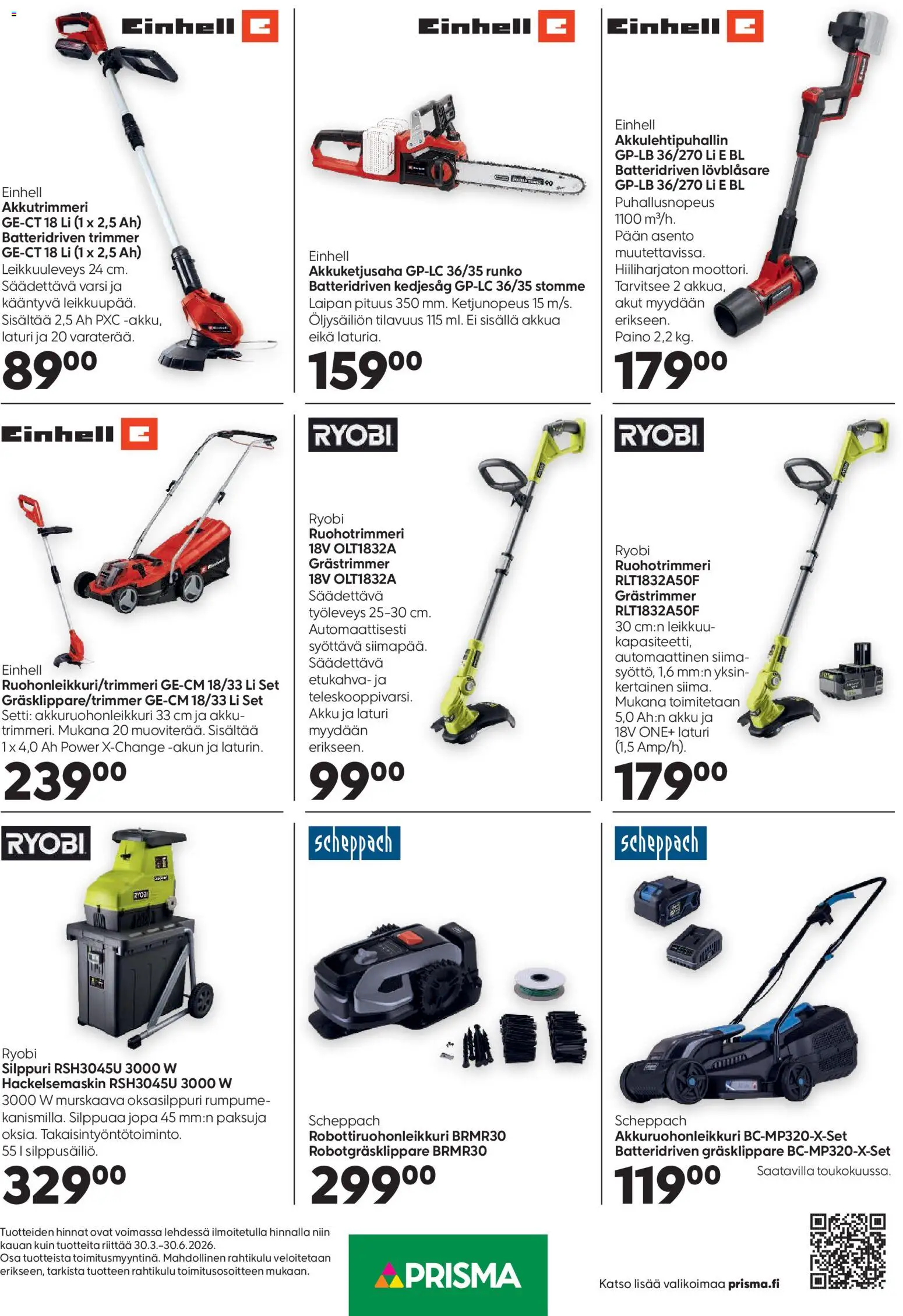 Prisma Kaikkea kotiin ja puutarhaan – voimassa 30.03.2026 alkaen | Sivu: 9 | Tuotteet: Silppuri, Robottiruohonleikkuri, Akku, Laturi