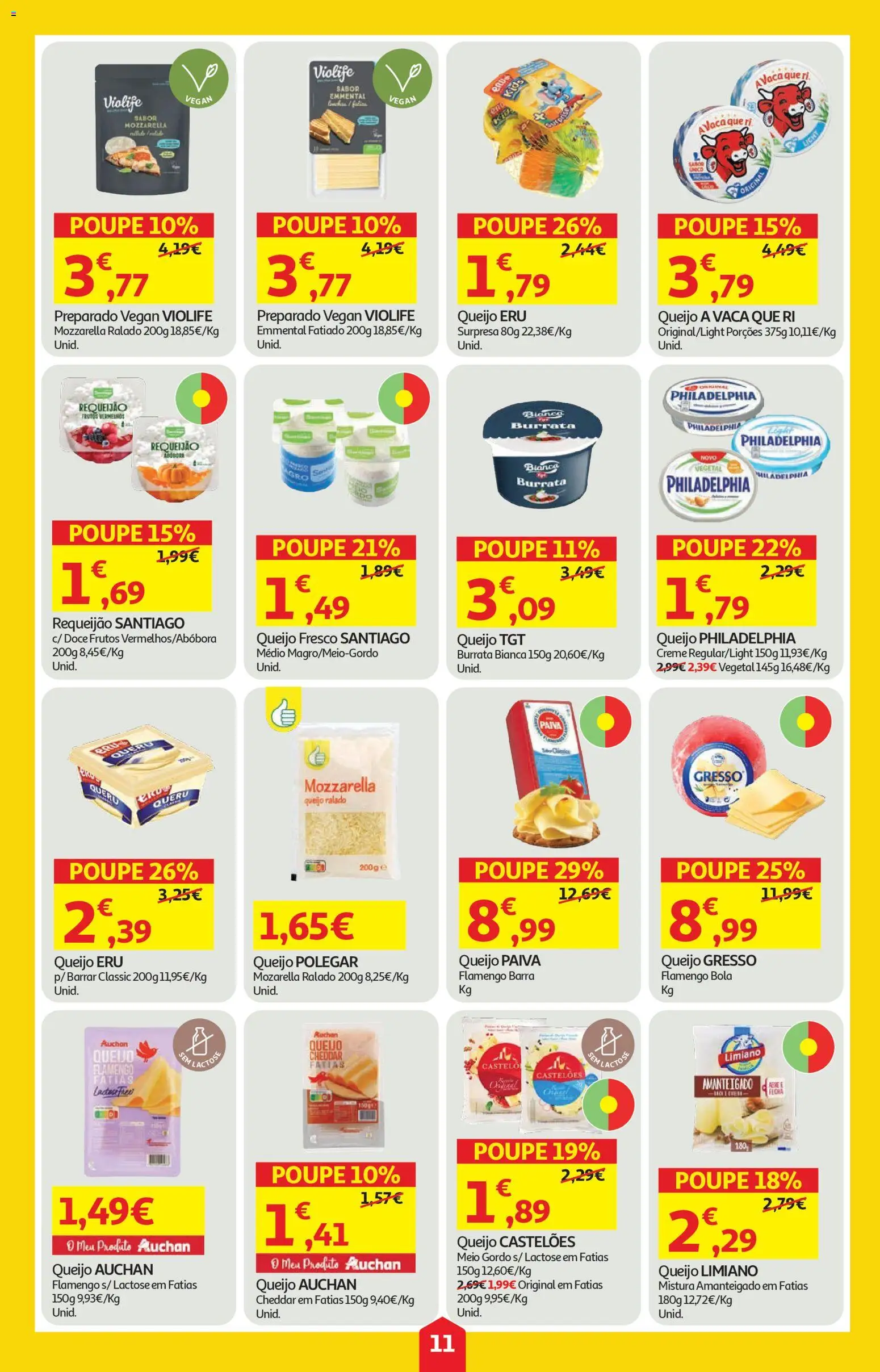 Auchan folheto │ válido de 23.04.2026 | Página: 11 | Produtos: Queijo, Requeijão, Cheddar, Creme