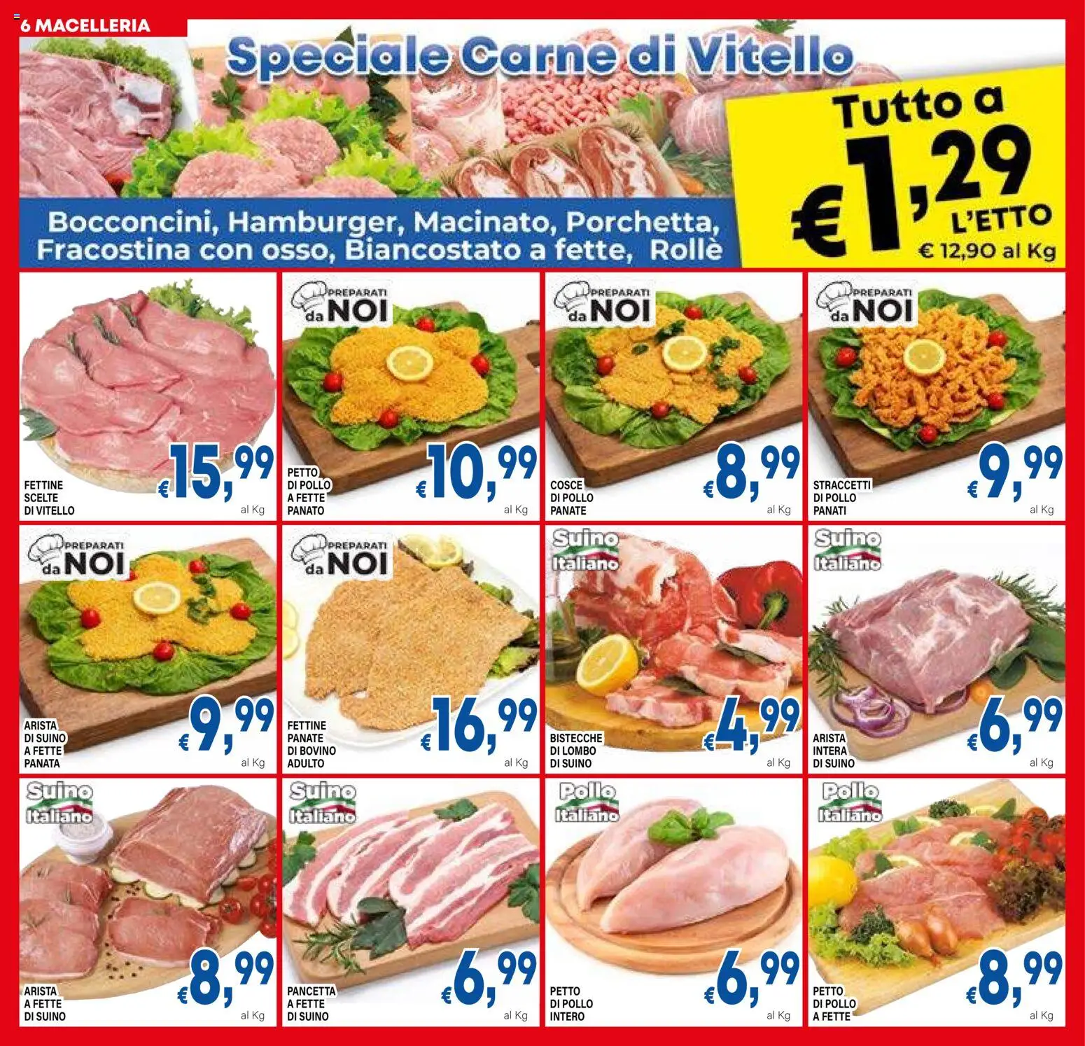 Volantino DEM del 17.04.2026 | Pagina: 6 | Prodotti: Bovino, Pollo, Pancetta, Suino