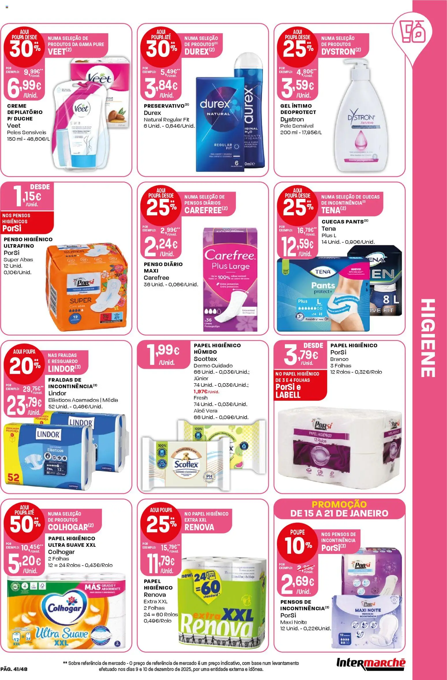 Intermarché folheto │ válido de 15.01.2026 | Página: 41 | Produtos: Papel higiénico, Base, Creme, Cuecas