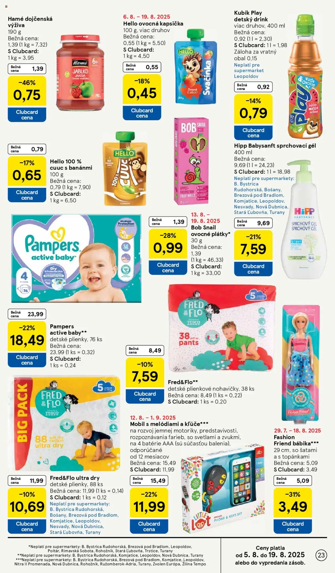 Tesco Supermarket - leták │ platný od 13.08.2025 | Strana: 23 | Produkty: Mobil, Apple, Sprchový gél, Melón