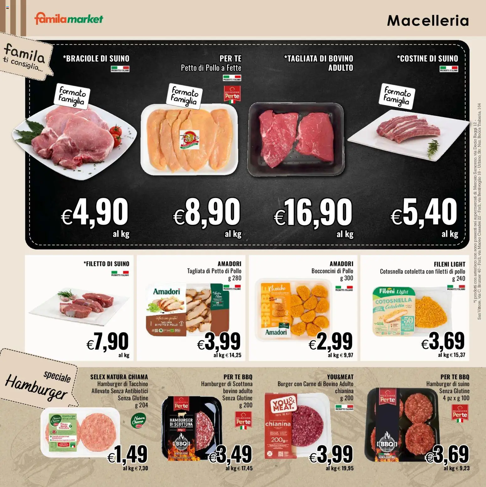 Volantino Famila del 05.03.2026 | Pagina: 4 | Prodotti: Bovino, Petto di Pollo, Pollo, Tè