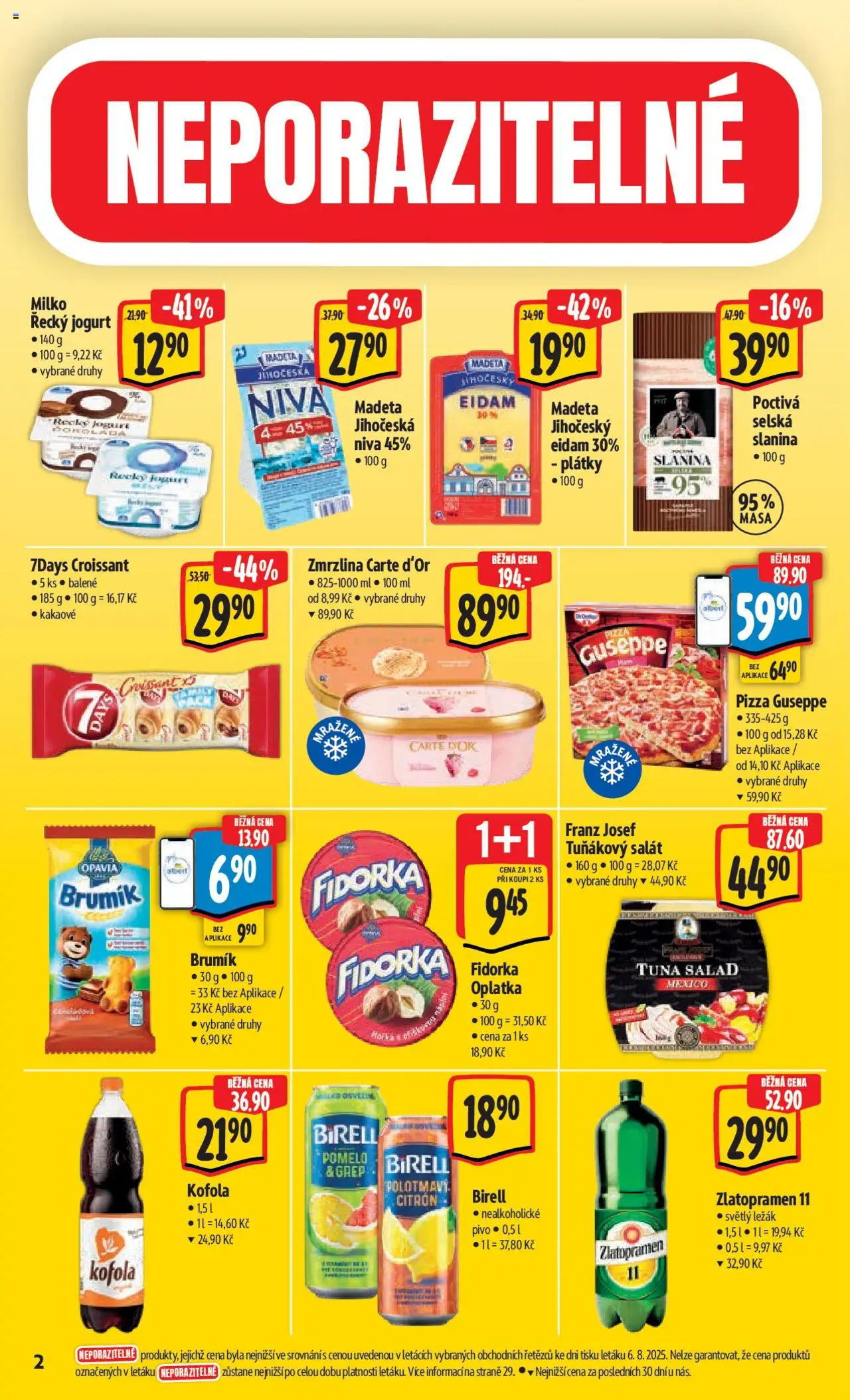 Albert leták - Hypermarket od 13.08.2025 | Strana: 6 | Produkty: Birell, Eidam, Zlatopramen 11, Fidorka