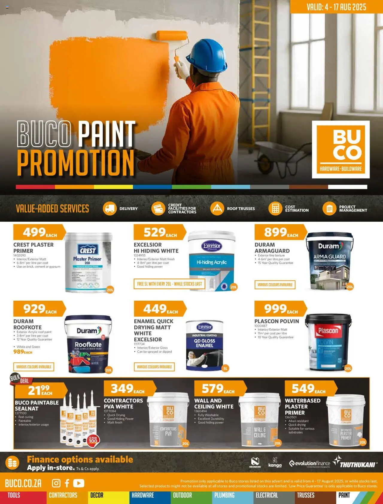 BUCO Paint Promotion │ valid from 04.08.2025 | Page: 1 | Products: Primer, Gloss, Paint, Cement
