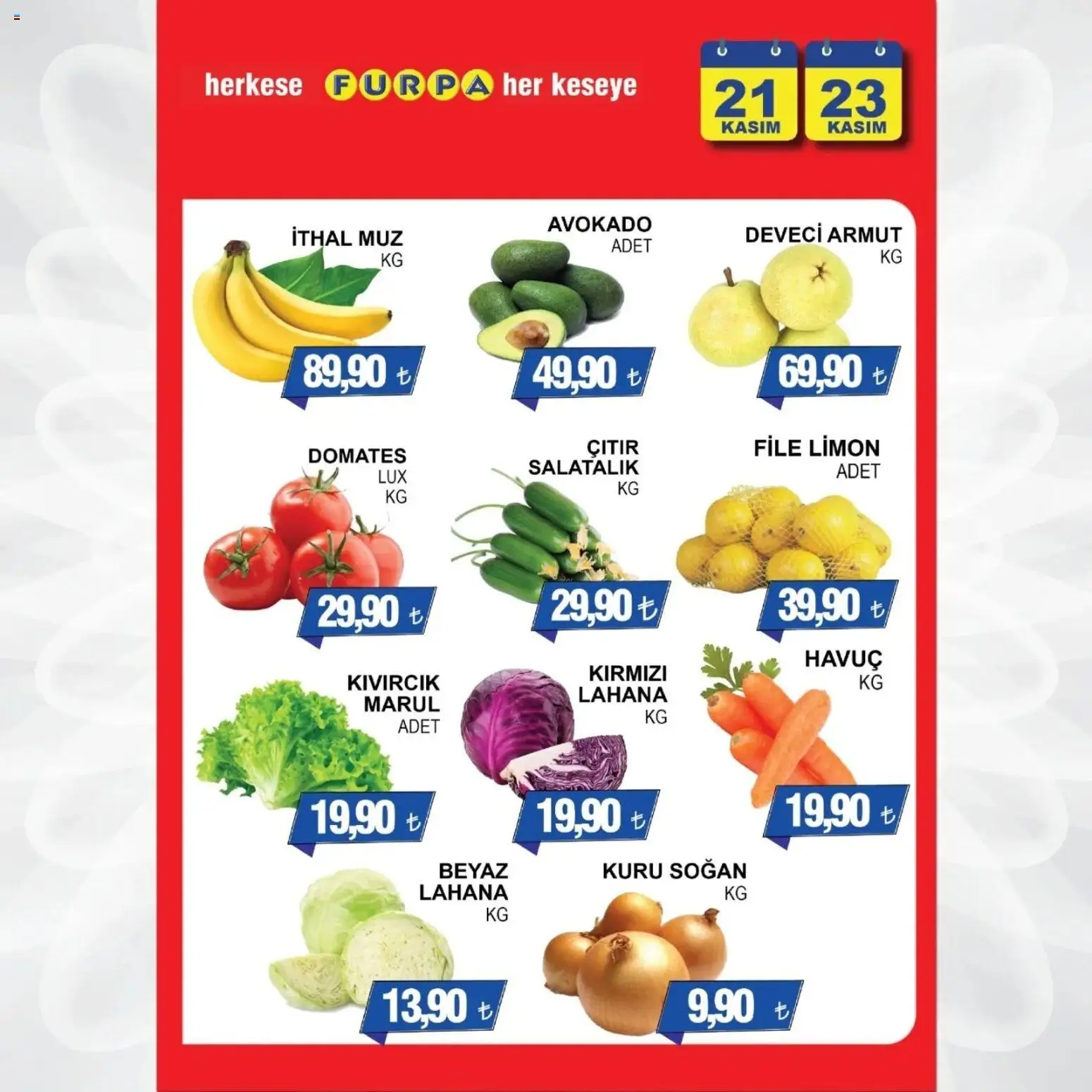 Furpa Katalog - 21.11.2025 tarihinden itibaren geçerlidir | Sayfa: 4 | Ürünler: Muz, Salatalık, Limon, Armut