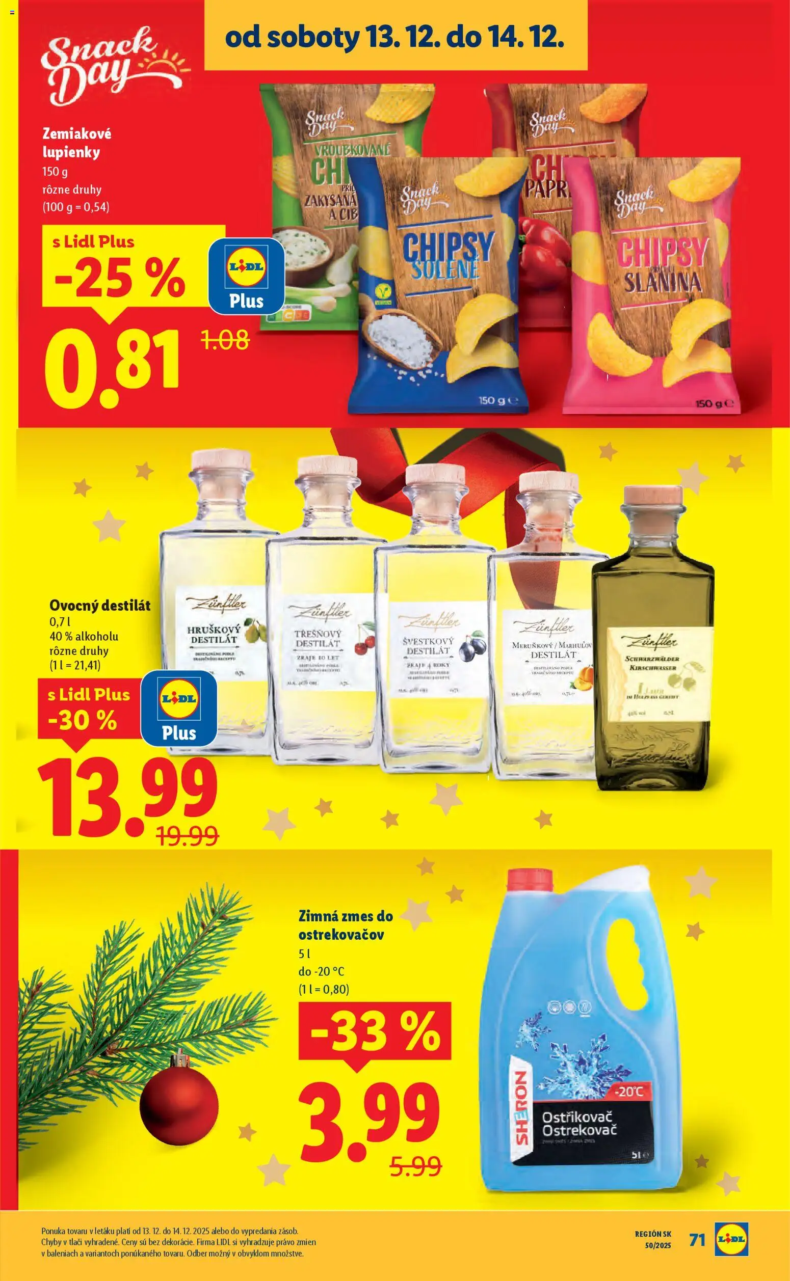 Nové Lidl akcie – leták je platný od 08.12.2025 | Strana: 98 | Produkty: Slanina, Chipsy, Destilát