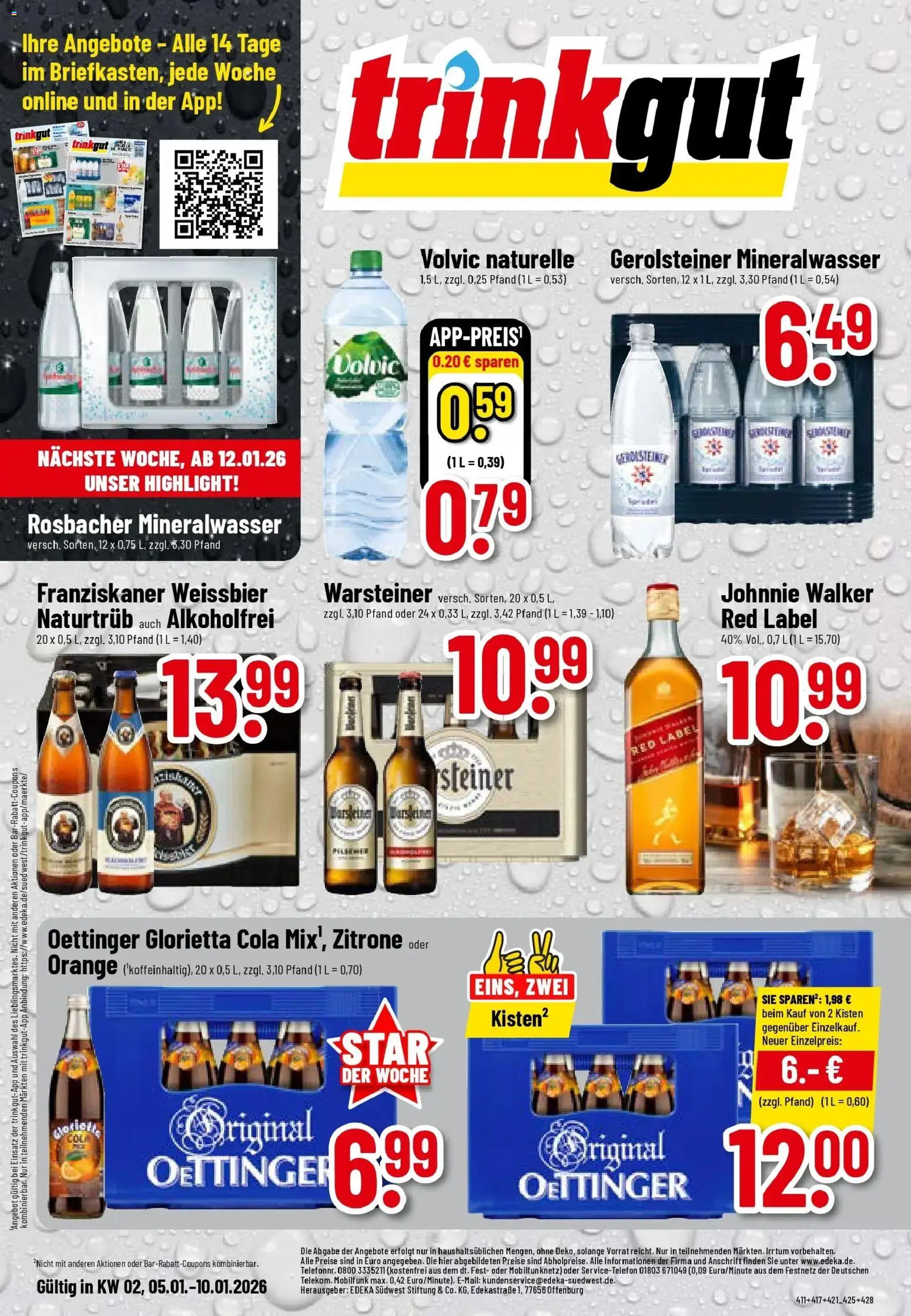 Trinkgut - trinkgut: Wochenangebote – gültig ab 05.01.2026 | Seite: 1 | Produkte: Cola, Oettinger, Warsteiner, Gerolsteiner