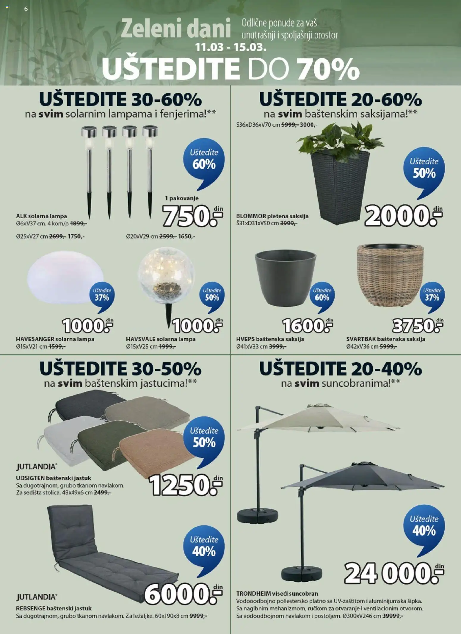 Jysk katalog - važi od 11.03.2026 | Strana: 6 | Proizvode: Jastuk, Solarna lampa, Lampa, Pakovanje