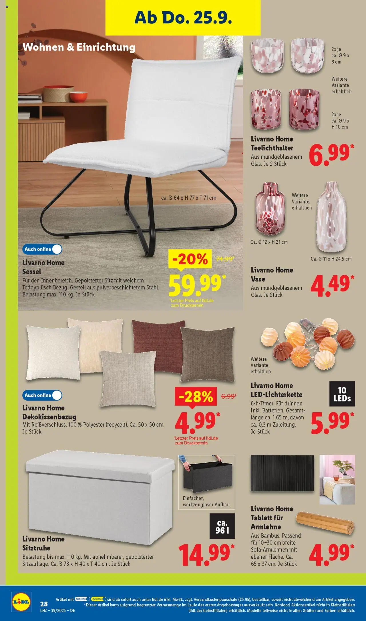 Lidl Prospekt Zossen – gültig ab 22.09.2025 | Seite: 26 | Produkte: Sessel, Vase