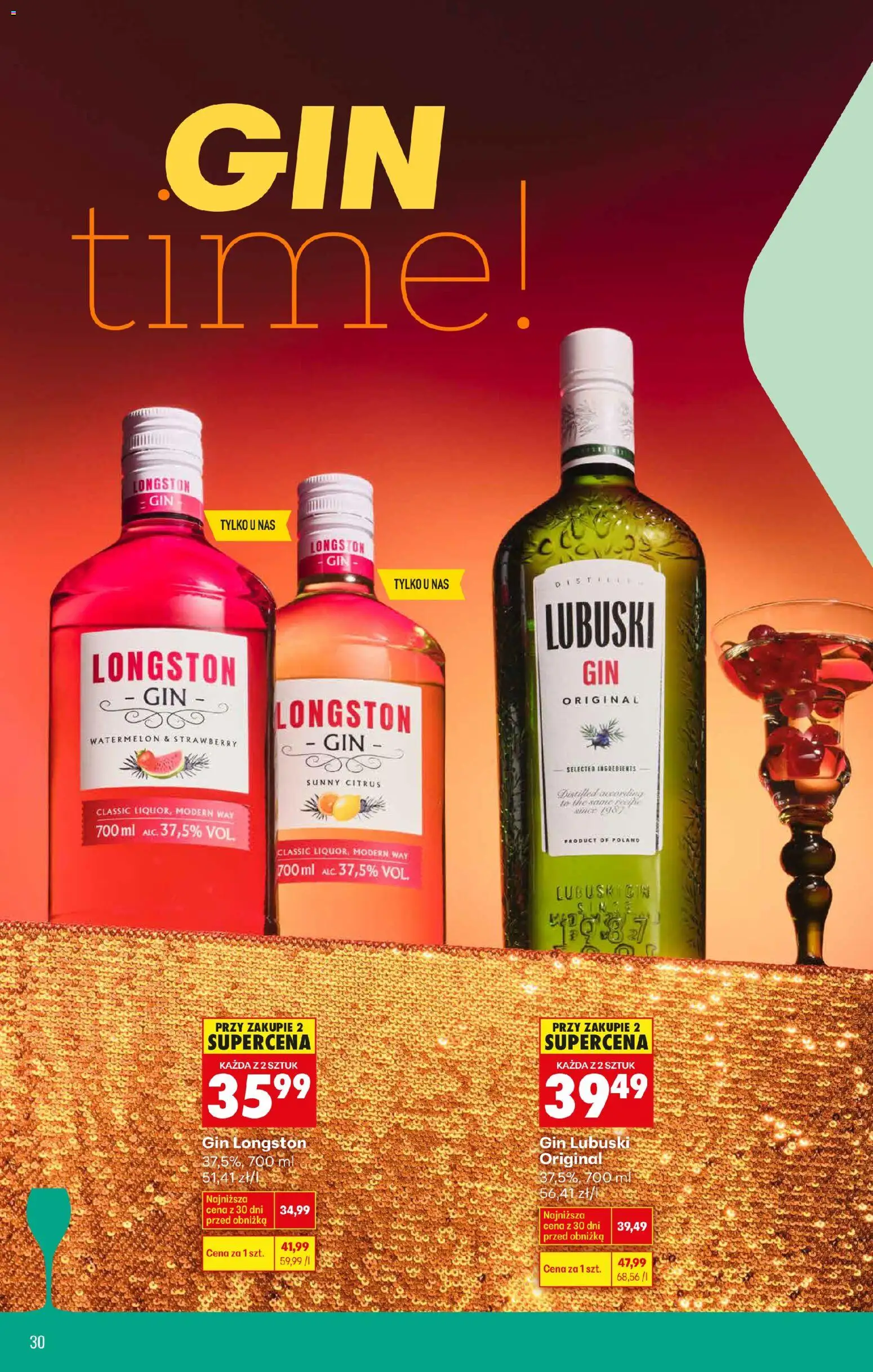 Biedronka gazetka - Czas na toast od 02.01.2026 | Strona: 30 | Produkty: Gin Lubuski, Gin