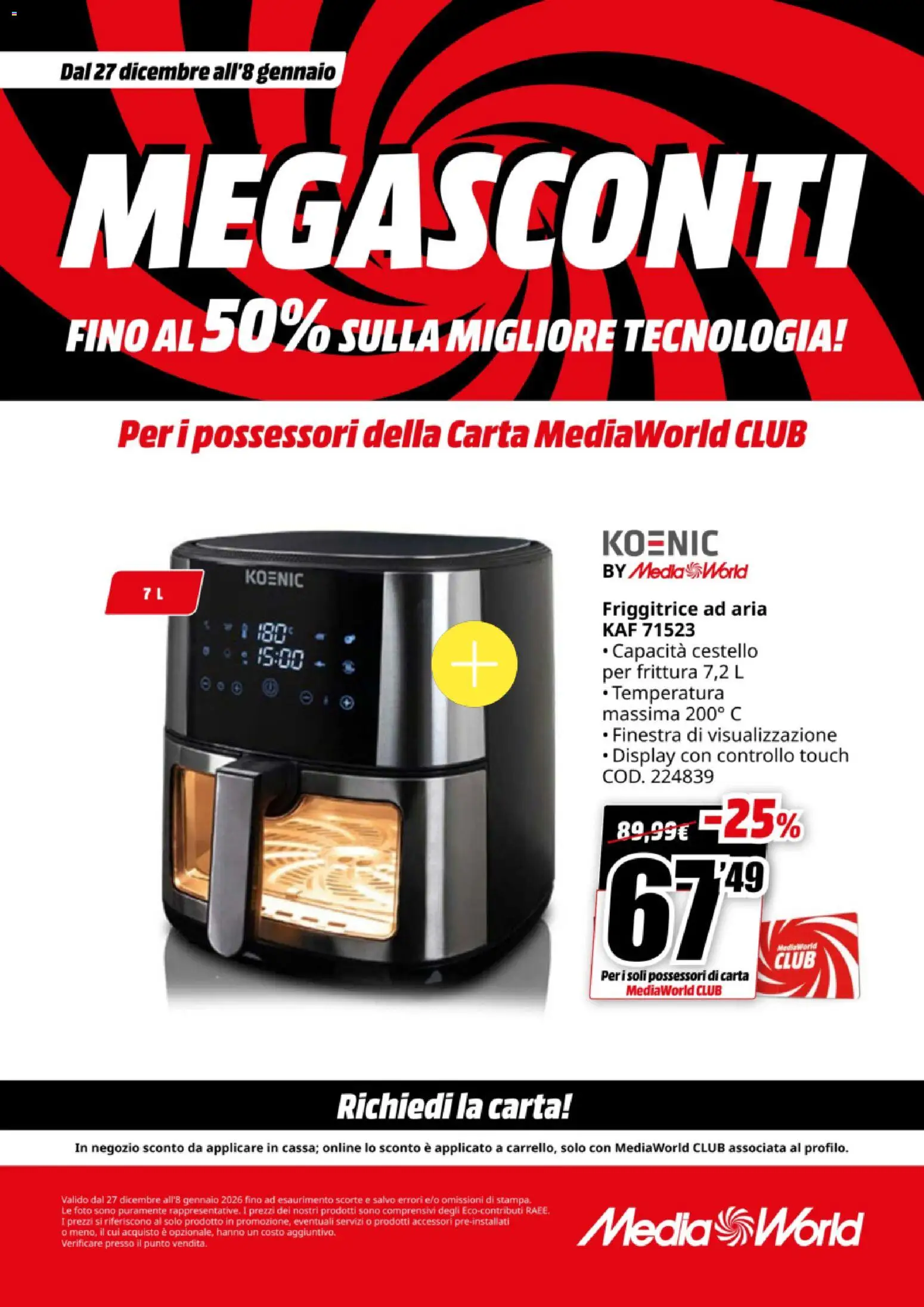 Volantino Media World del 27.12.2025 | Pagina: 55 | Prodotti: Friggitrice ad aria, Friggitrice