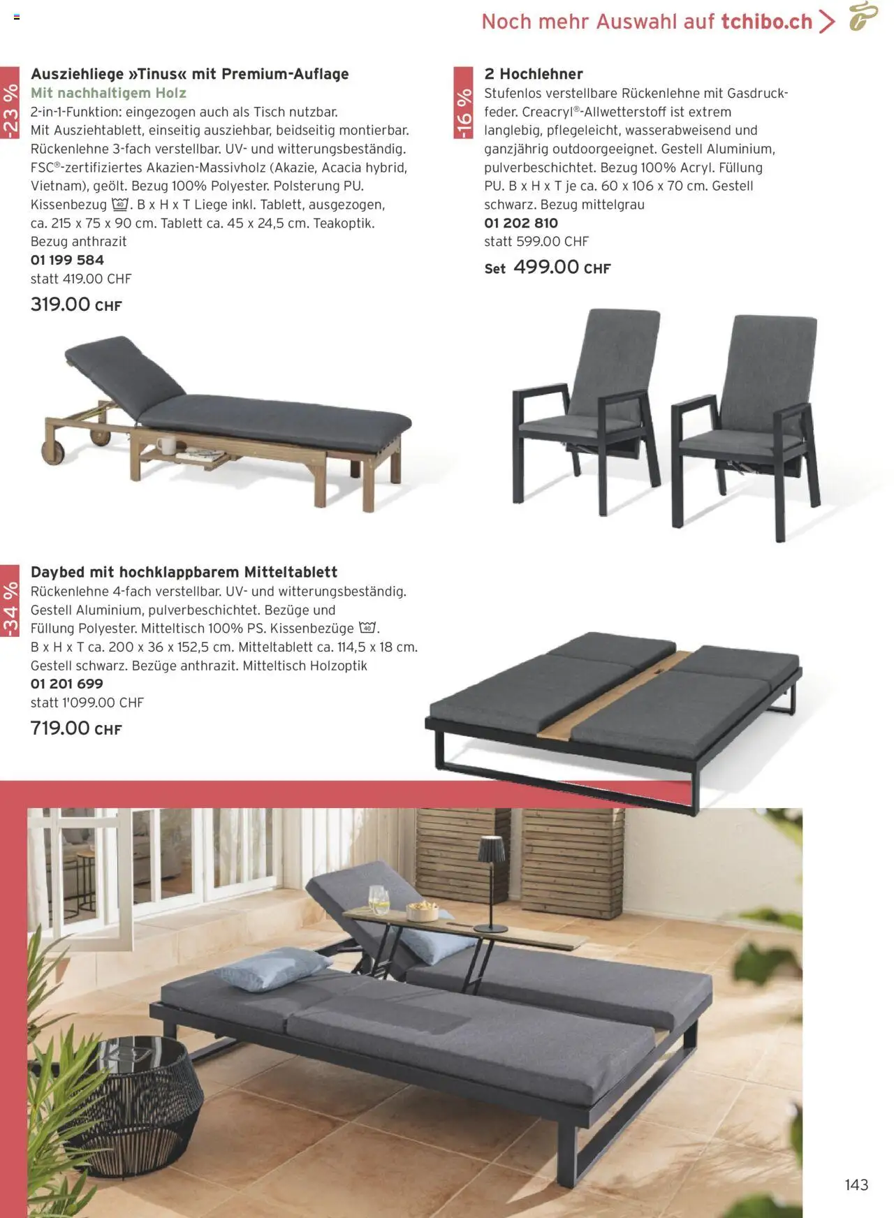 Tchibo Aktionen ab 01.08.2025 | Seite: 143 | Produkte: Tisch, Liege