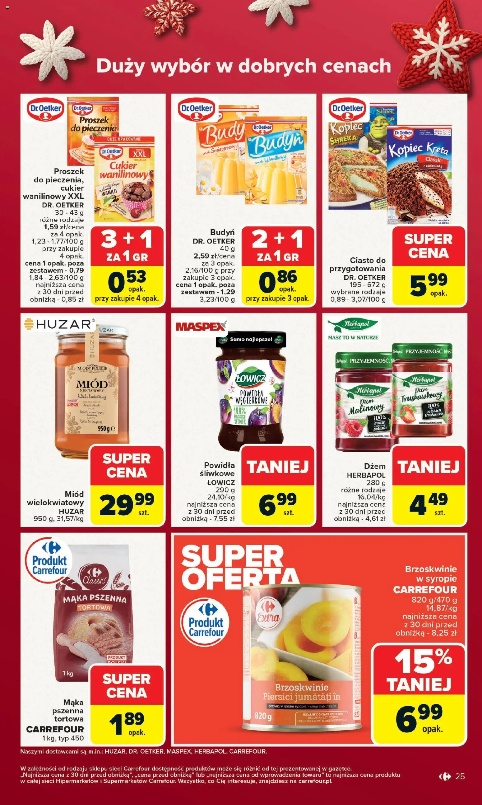 Carrefour Gazetka od 15.12.2025 | Strona: 29 | Produkty: Miód, Kopiec Kreta, Brzoskwinie, Cukier