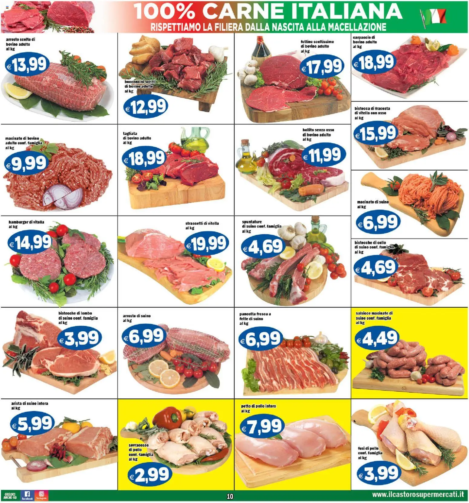 Volantino Il Castoro del 17.04.2026 | Pagina: 10 | Prodotti: Bovino, Petto di Pollo, Arrosto, Hamburger