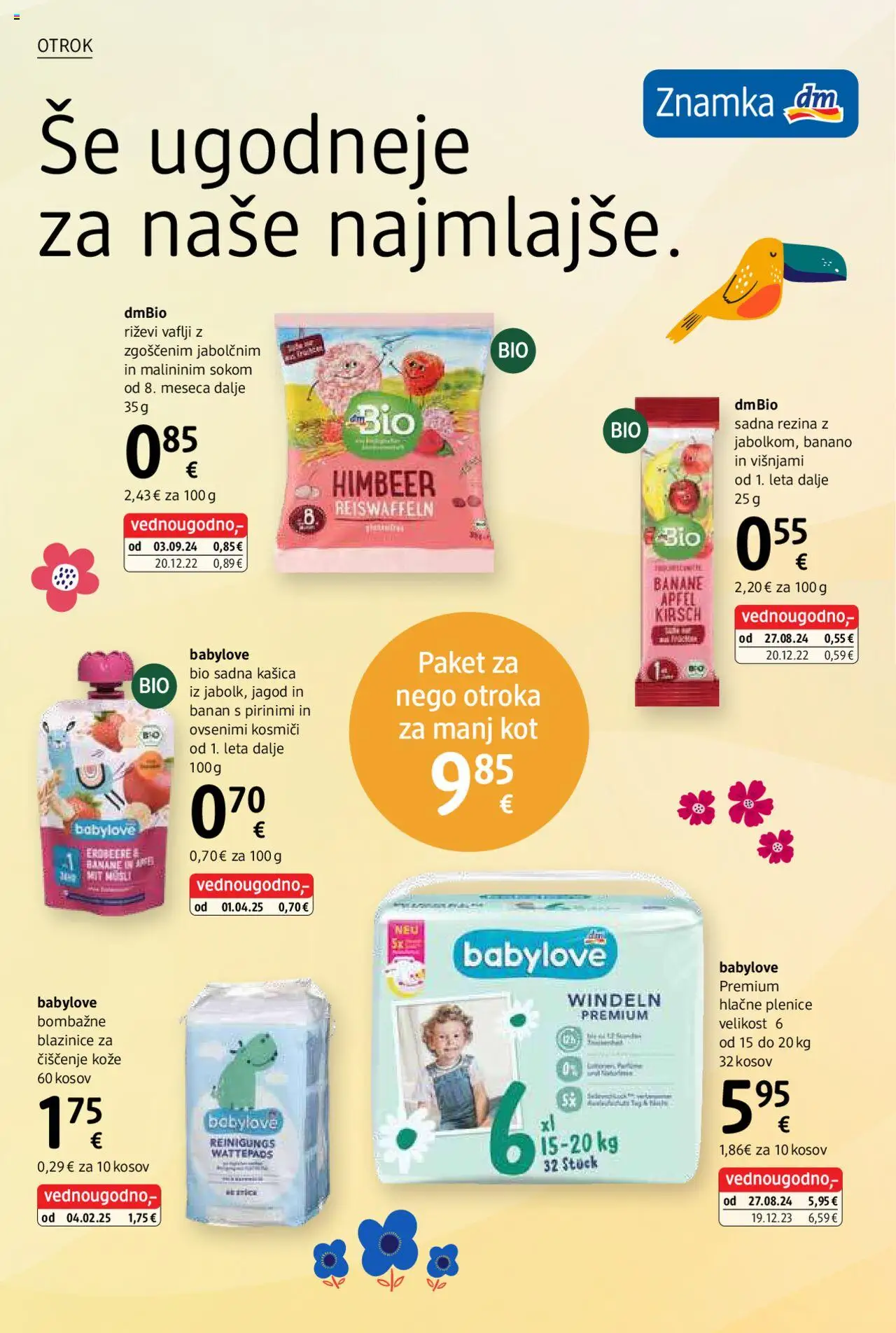 Novi DM Drogerie Markt katalog ponudbe – veljaven od 01.10.2025 | Stran: 24 | Izdelki: Plenice, Vaflji, Banane, Kosmici
