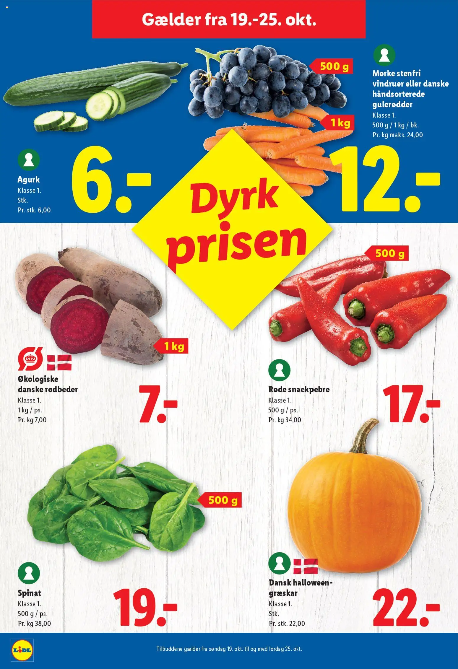 Lidl tilbudsavis – gyldig fra 23.10.2025 | Side: 16 | Produkter: Græskar, Rødbeder, Gulerødder, Vindruer