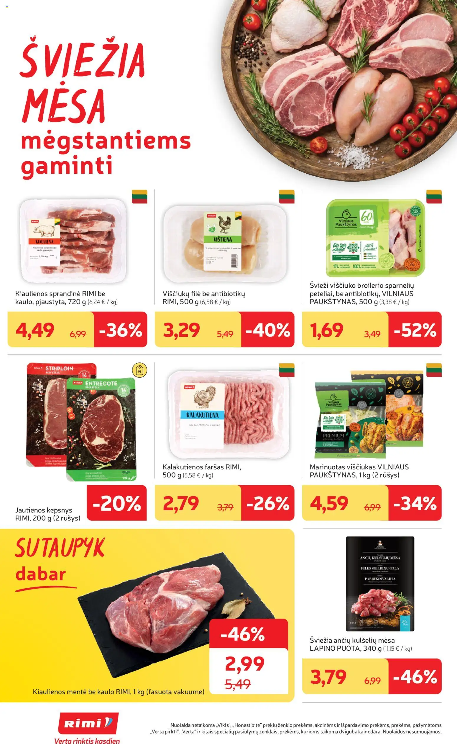 Rimi akcijos nuo 13.01.2026 | Puslapis: 8 | Prekių: Kiaulienos, Viščiukas, Vištiena, Kiauliena