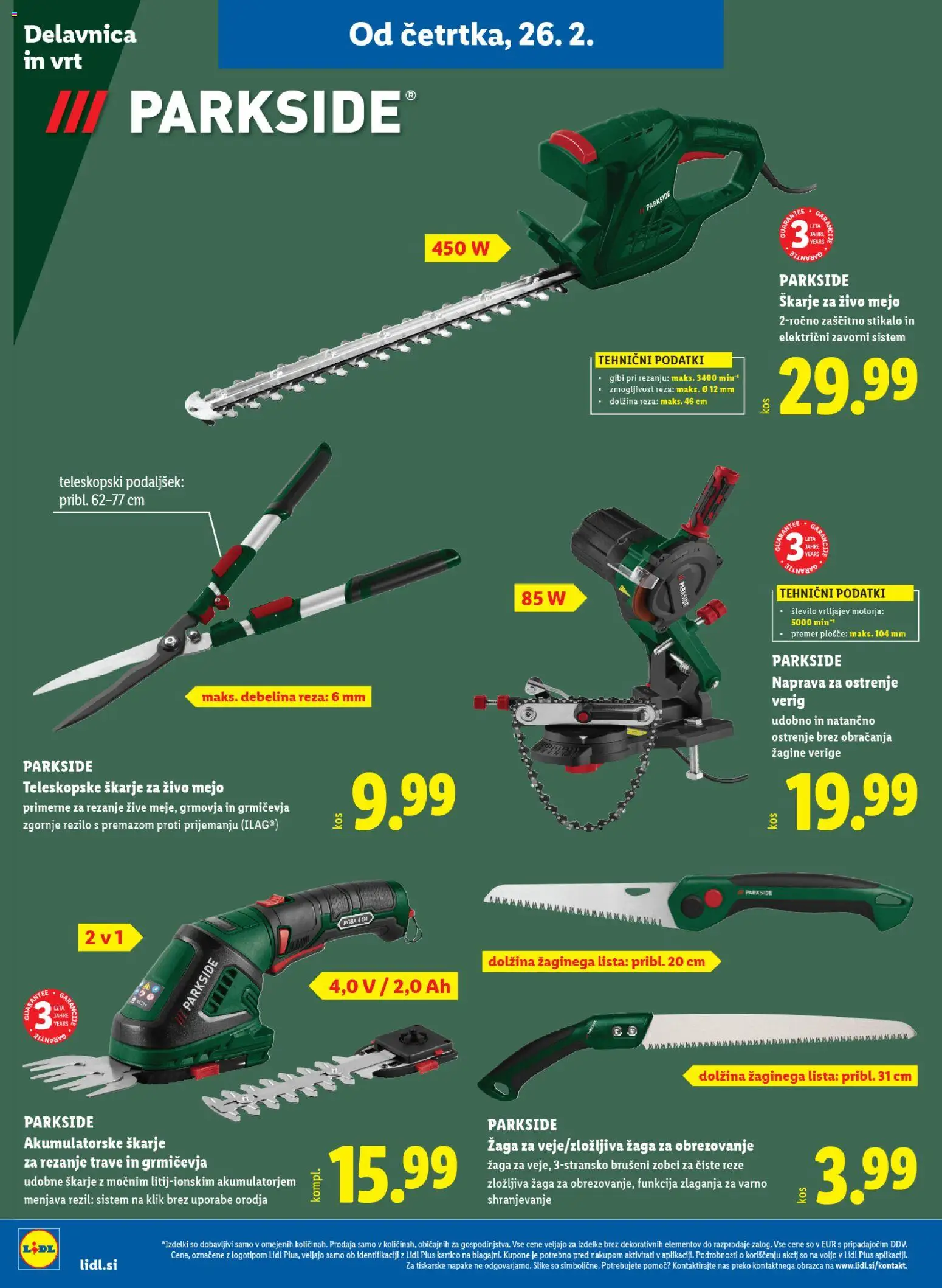 Novi Lidl katalog ponudbe – veljaven od 26.02.2026 | Stran: 34 | Izdelki: Škarje za živo mejo