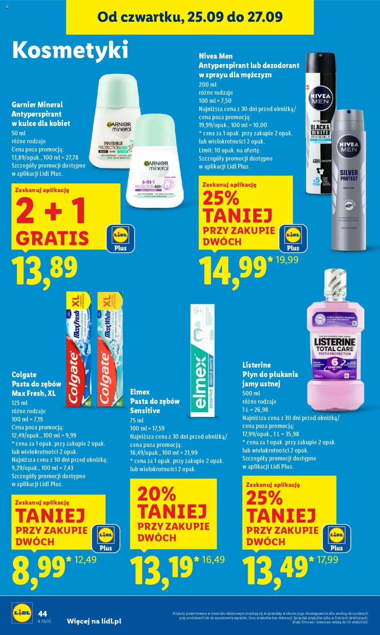 Lidl Gazetka od 25.09.2025 | Strona: 48 | Produkty: Kosmetyki, Dezodorant, Antyperspirant, Pasta do zębów