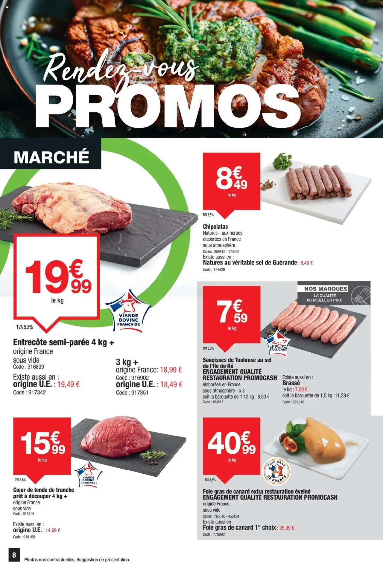  | Page: 8 | Produits: Foie Gras de Canard, Sel, Entrecôte, Porc