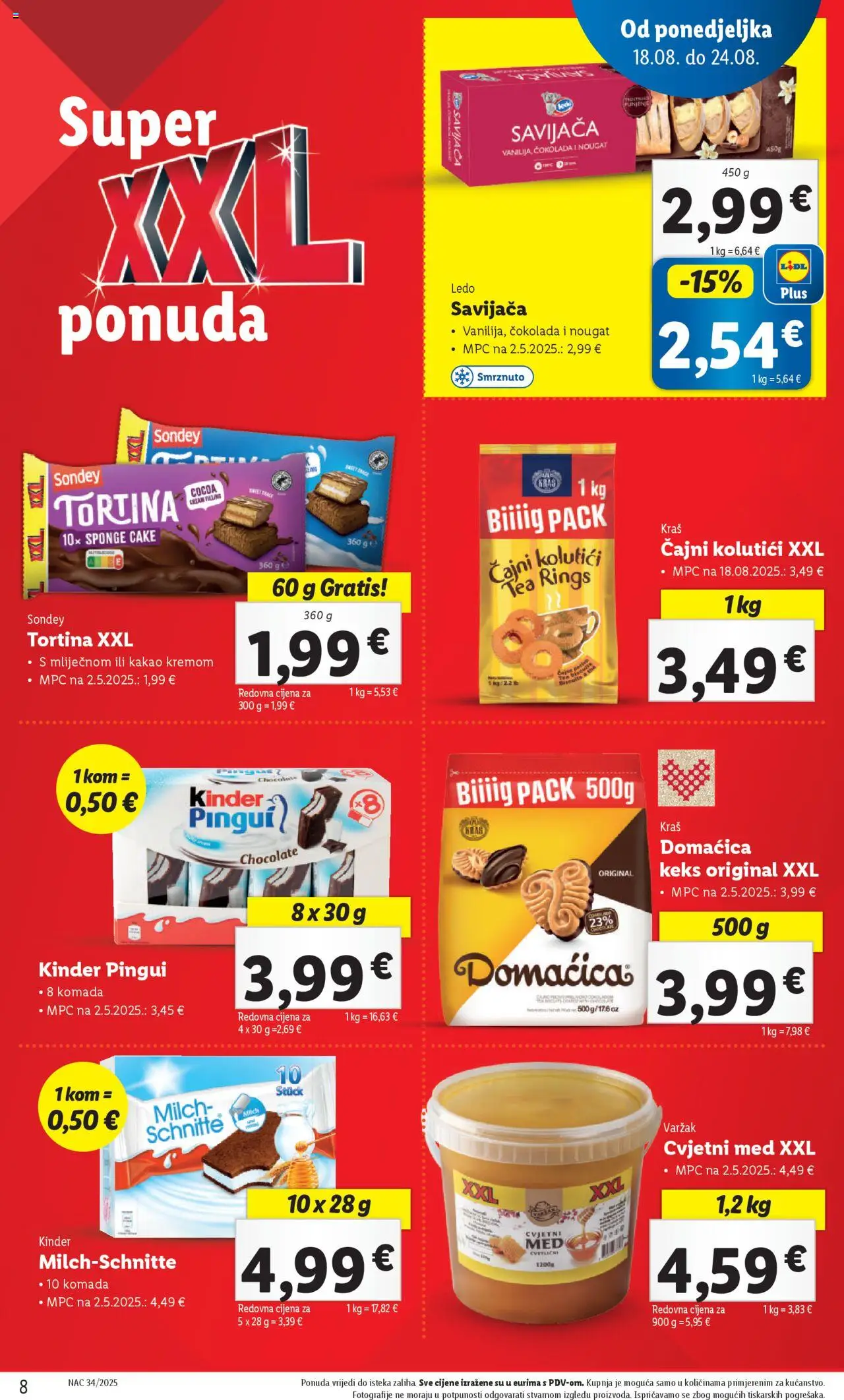Lidl katalog | vrijedi od 18.08.2025 | Stranica: 8 | Proizvodi: Čajni kolutići, Ledo, Keks, Kakao