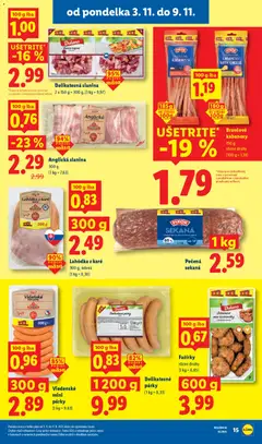 Lidl leták platný od 03.11.2025 | Strana: 19 | Produkty: Slanina, Fašírky, Párky