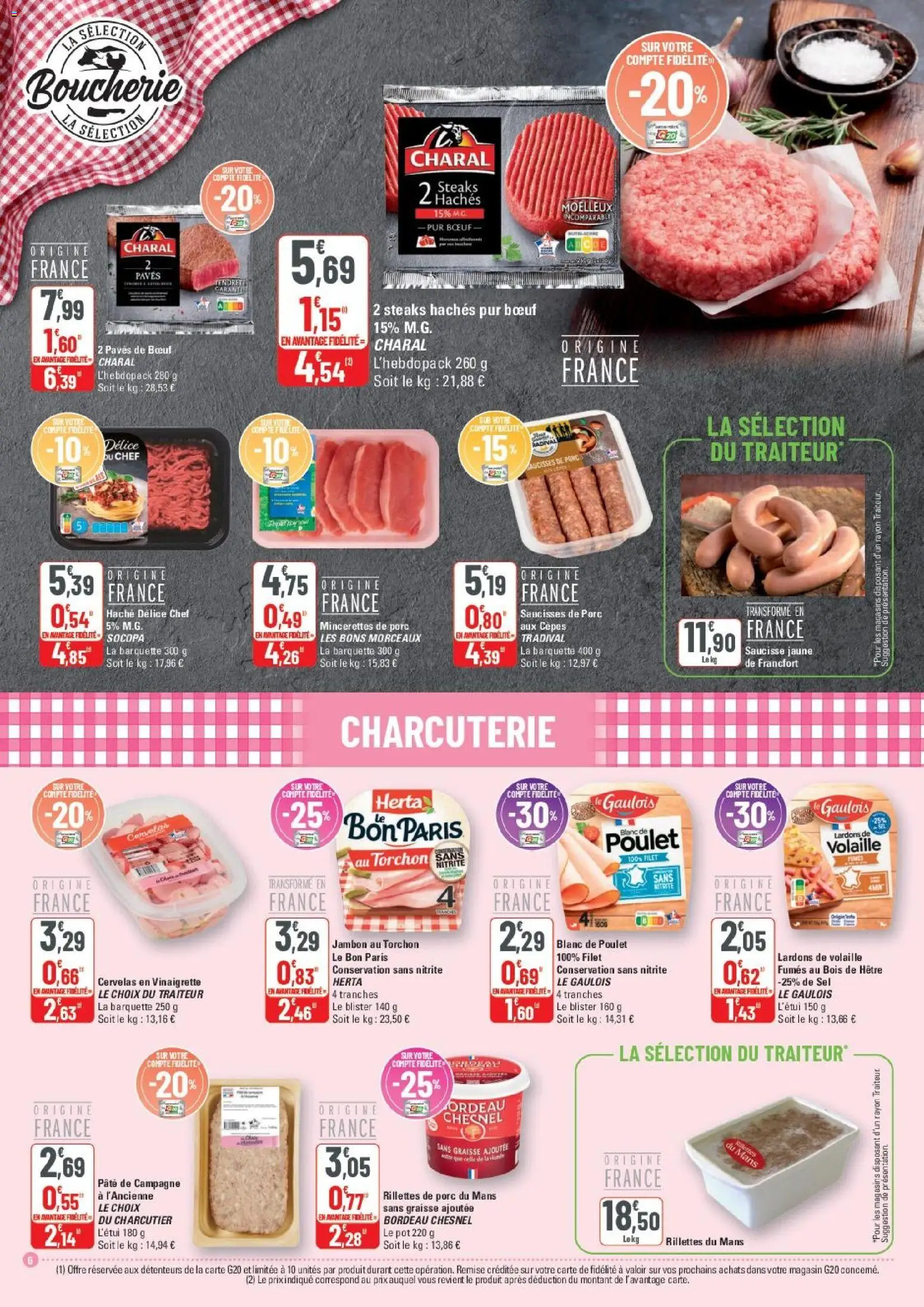 {H1} | Page: 6 | Produits: Torchon, Lardons, Sel, Porc