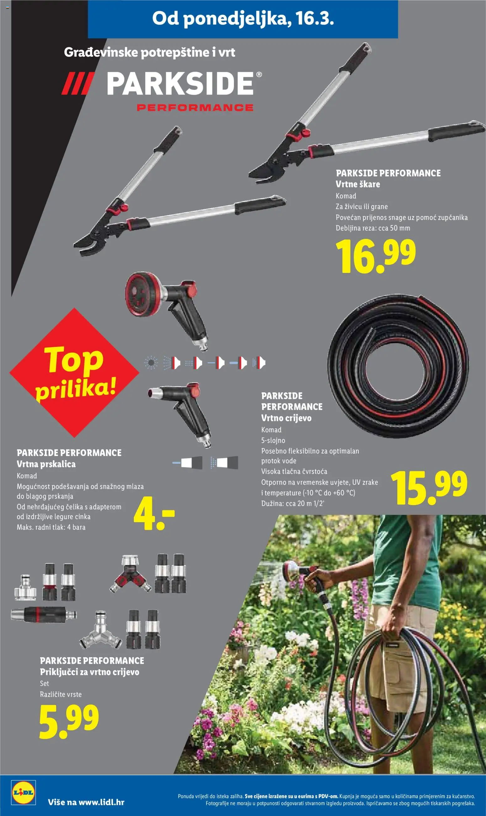 Lidl katalog | vrijedi od 16.03.2026 | Stranica: 28 | Proizvodi: Škare, Vrtno crijevo, Parkside