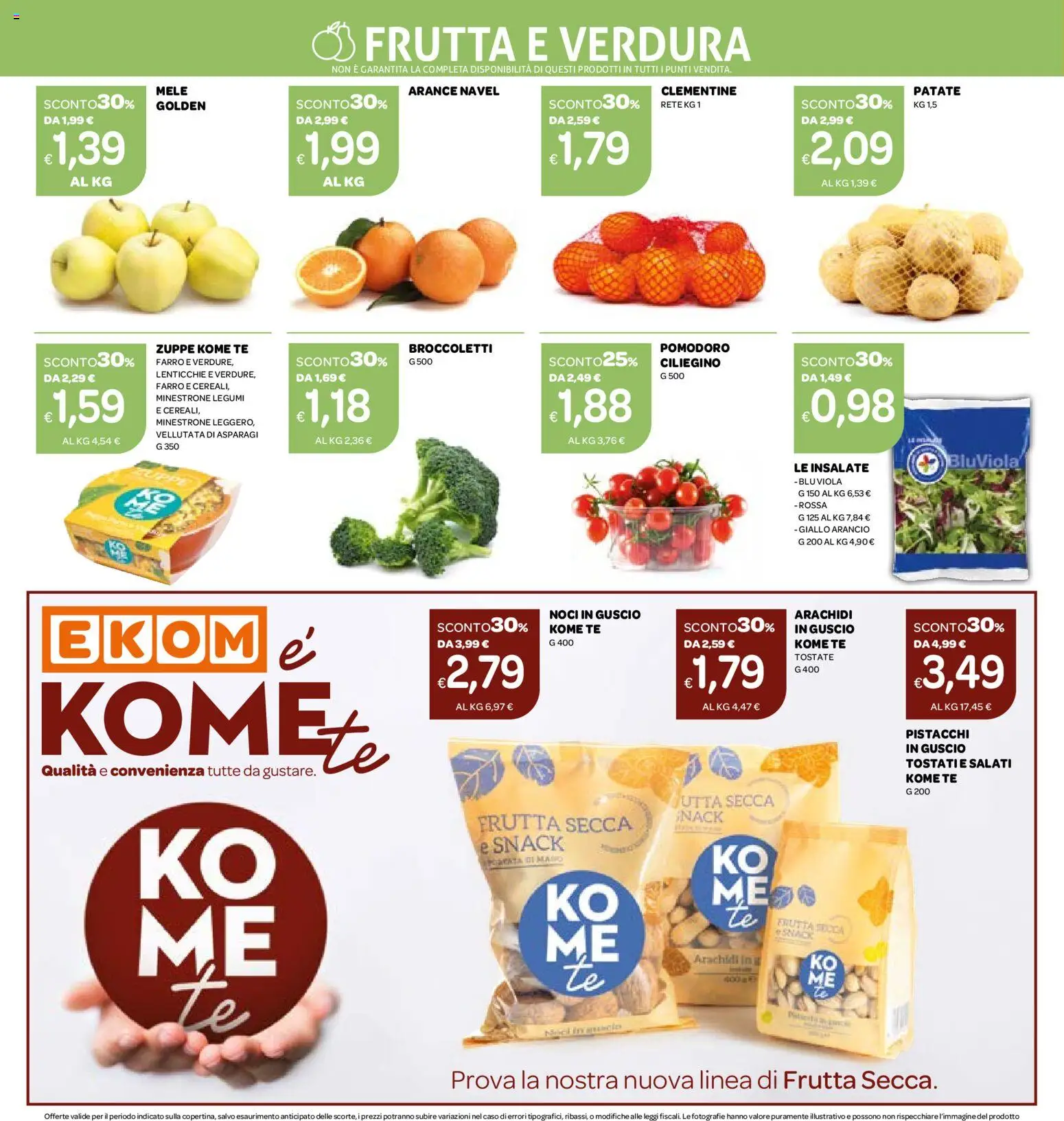 Volantino Ekom del 02.12.2025 | Pagina: 6 | Prodotti: Broccoletti, Asparagi, Arachidi, Farro
