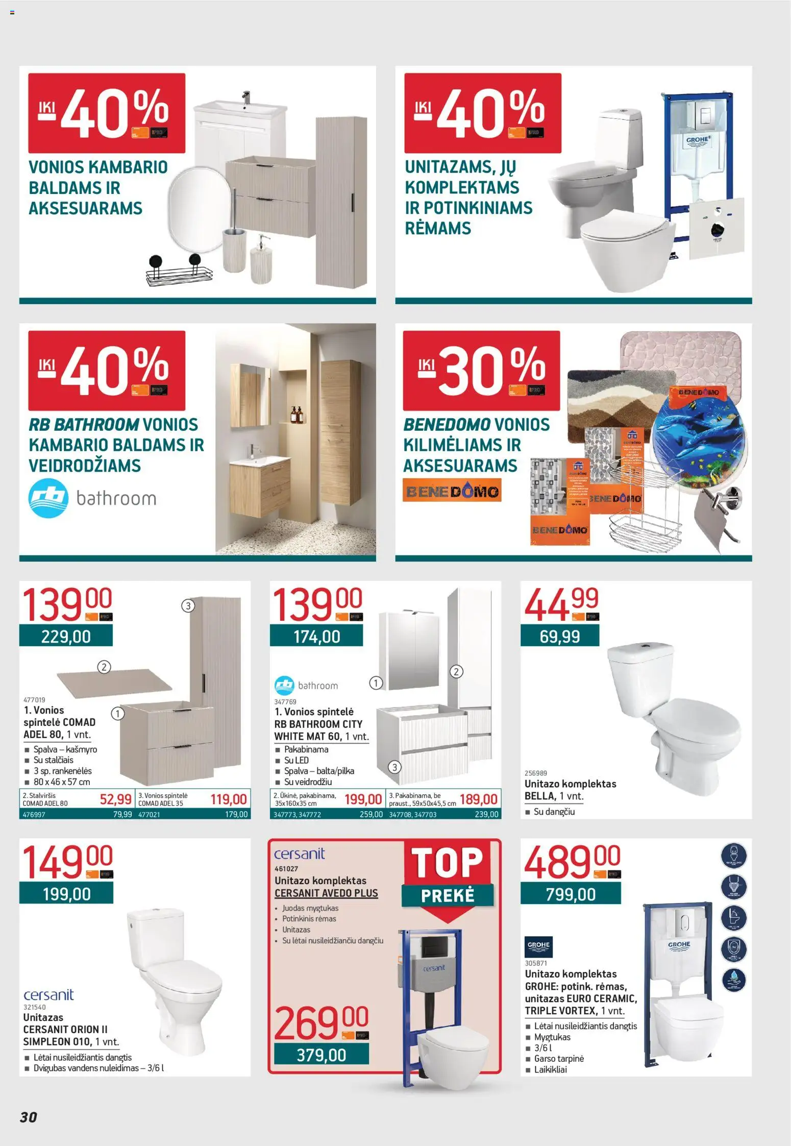 ERMITAŽAS akcijos nuo 04.05.2026 | Puslapis: 30 | Prekių: Spintelė, Stalviršis, Unitazas