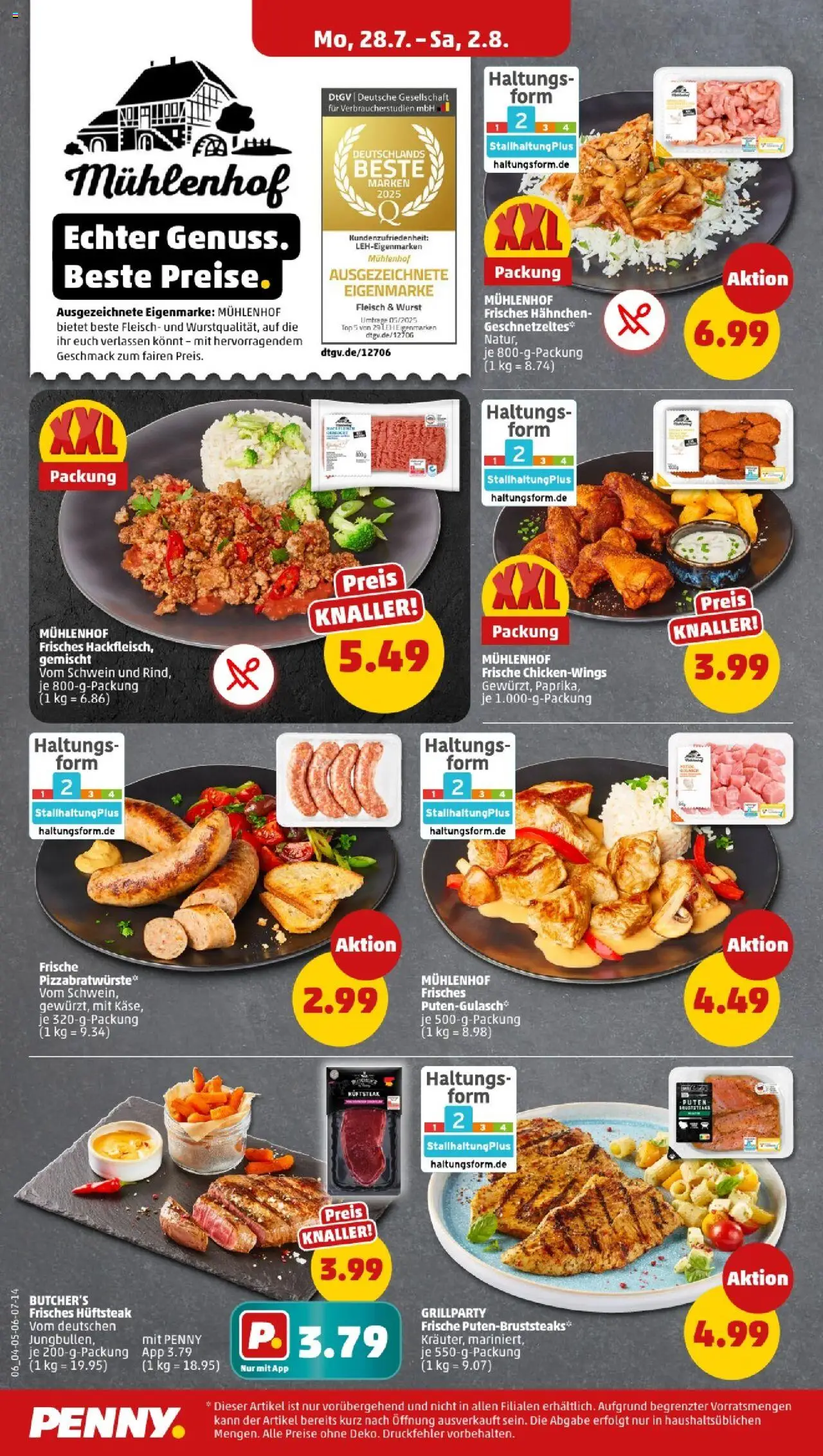 Penny - Bayern - gültig ab dem 28.07.2025 | Seite: 6 | Produkte: Top, Hahnchen, Wurst, Fleisch